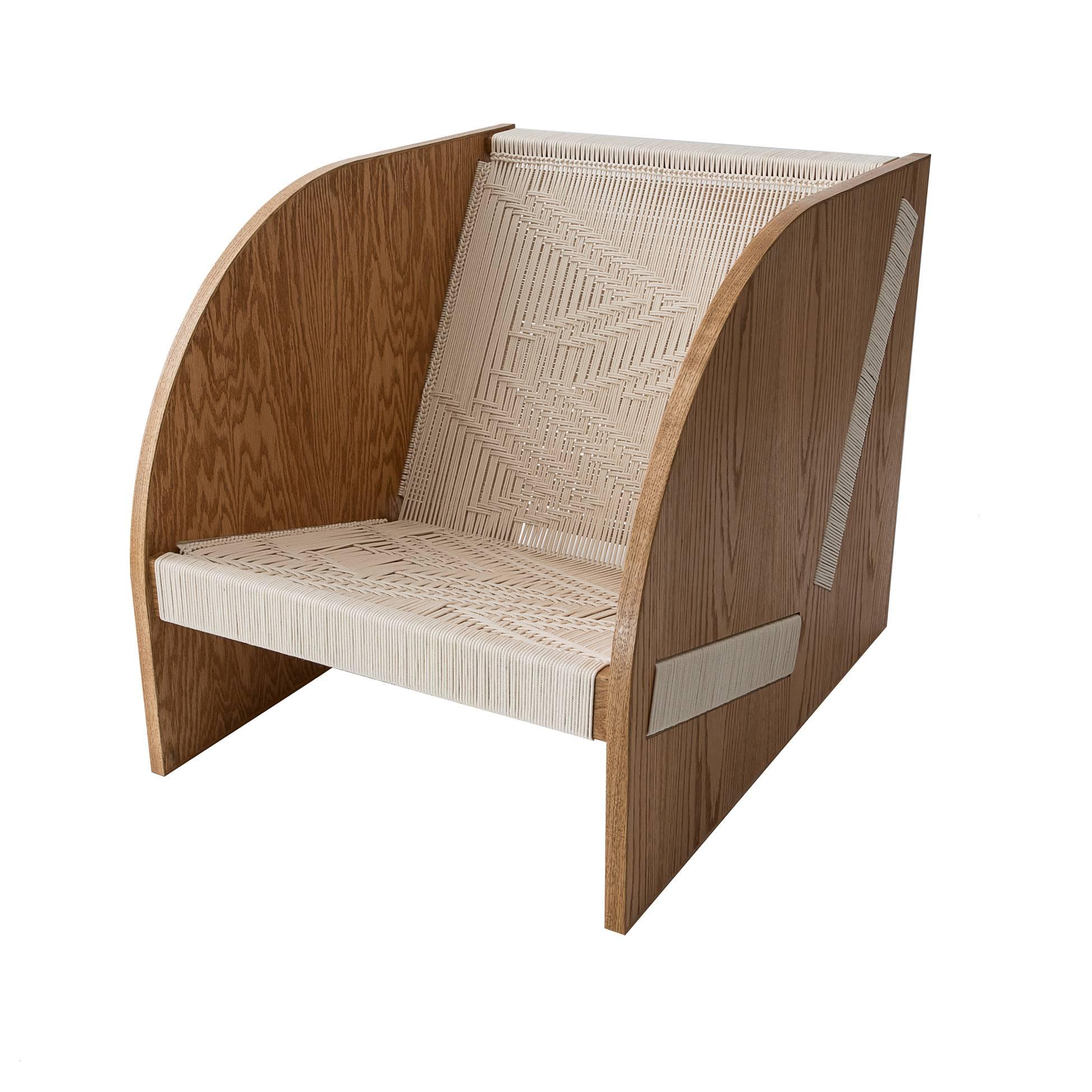 Hand-Woven Peg Woodworking Freya Lounge Chair For Sale