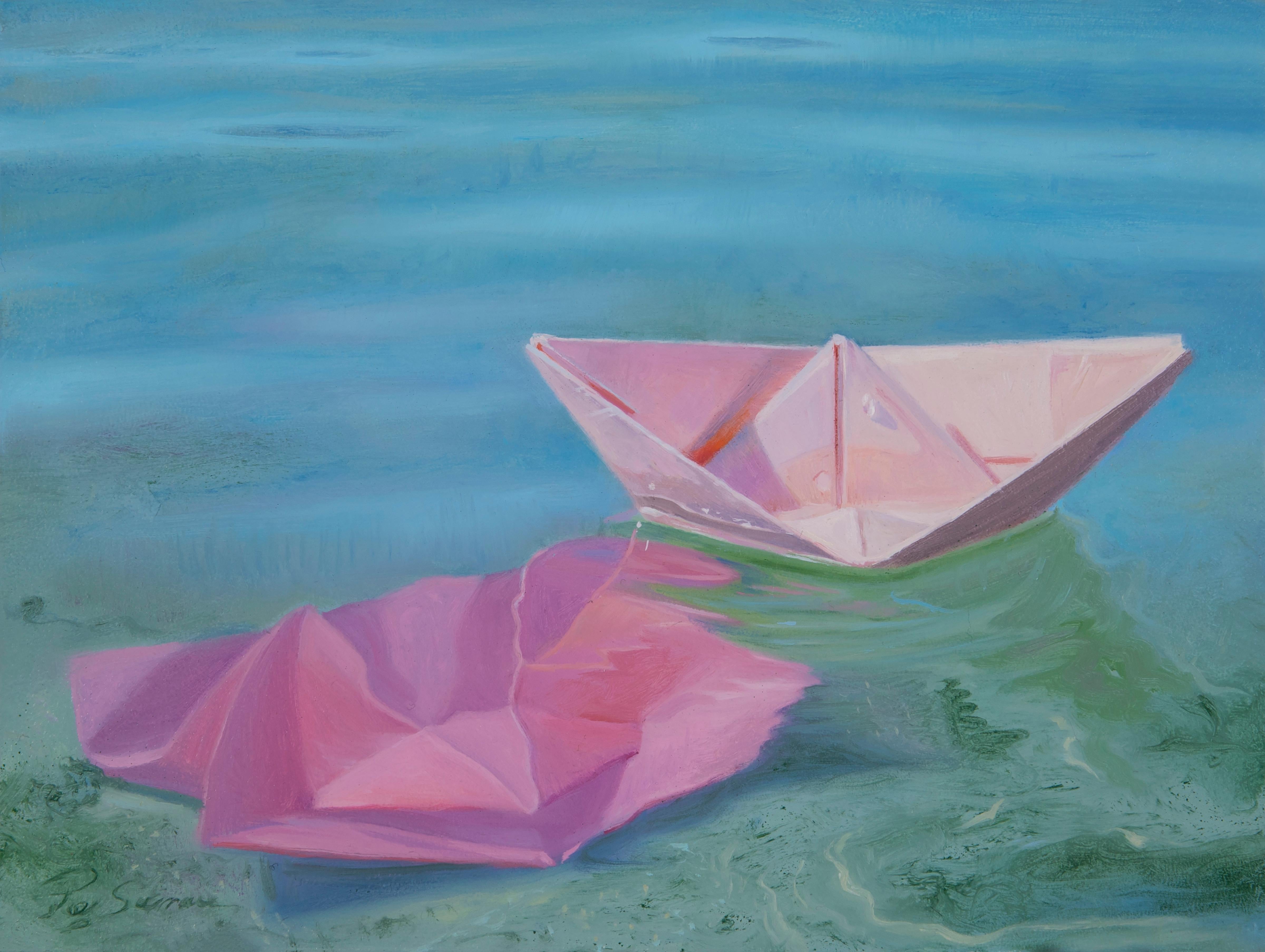 Pegah Samaie Figurative Painting - "Keeping Floating", Oil Painting