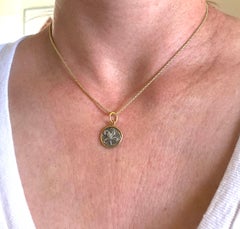 Pegasus Coin Charm Pendant, Double-Sided, 24K Gold & Silver, Handmade in Turkey