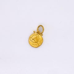 Pegasus Horse Greek-Inspired Coin Style Pendant Charm in 24k Yellow Gold