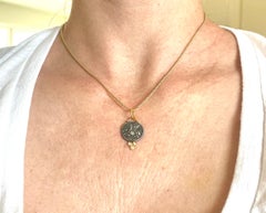 Pegasus Replica Coin Charm Pendant with Diamonds 24K Gold and Silver Necklace