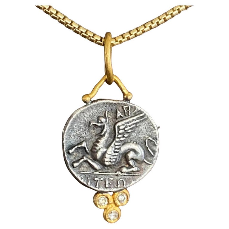 Pendentif Réplique Monnaie Grecque Antique Argent 925 - Bijou Mythologique