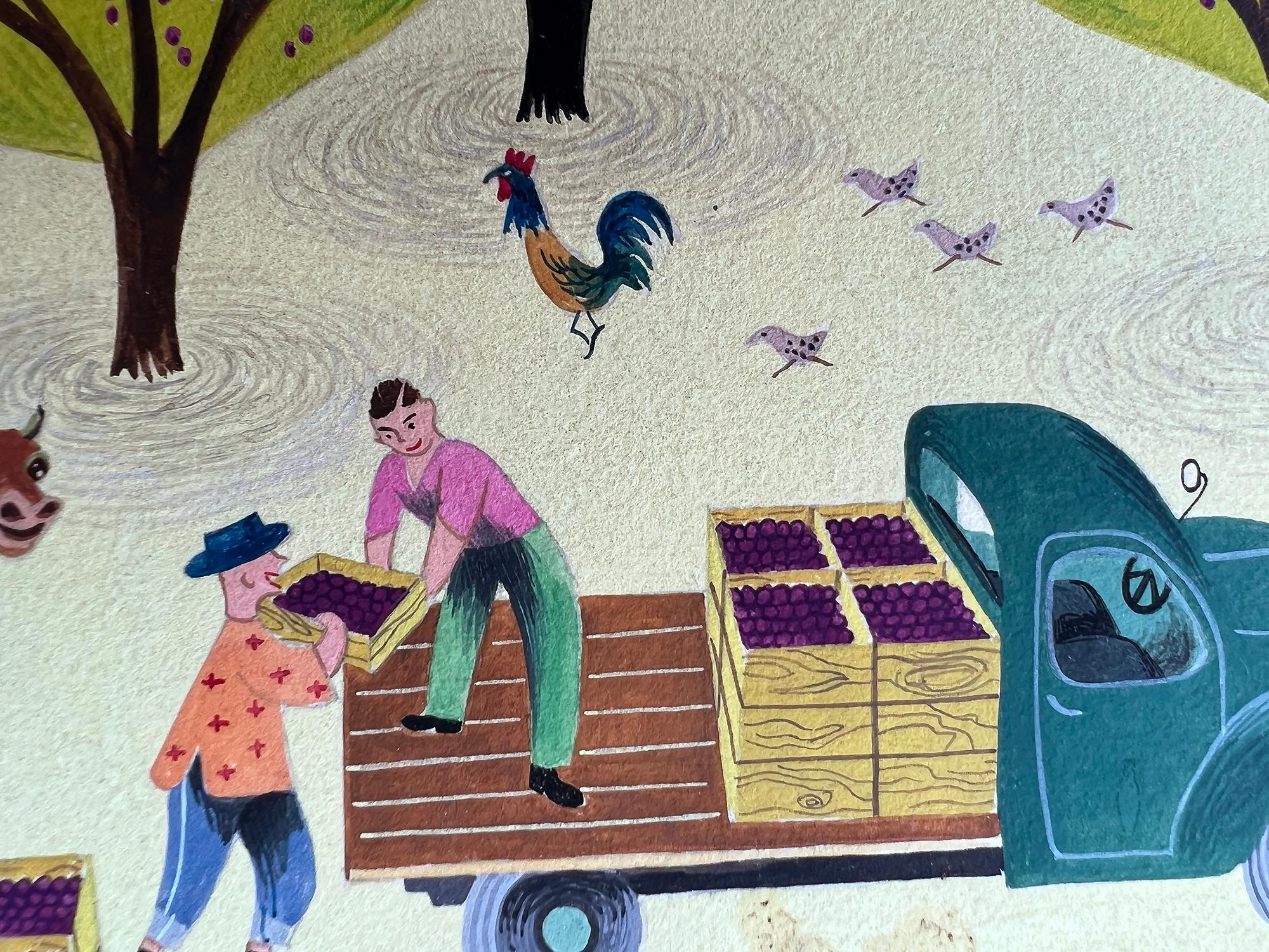 Happy California Prune Farmers - Female Illustrator - Mid Century For Sale 4