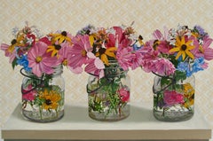 Peggie Blizard, Three Jars with Cosmos