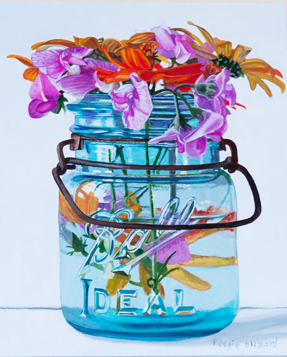 Peggie Blizard Still-Life Painting – Lila Zuckererbsen