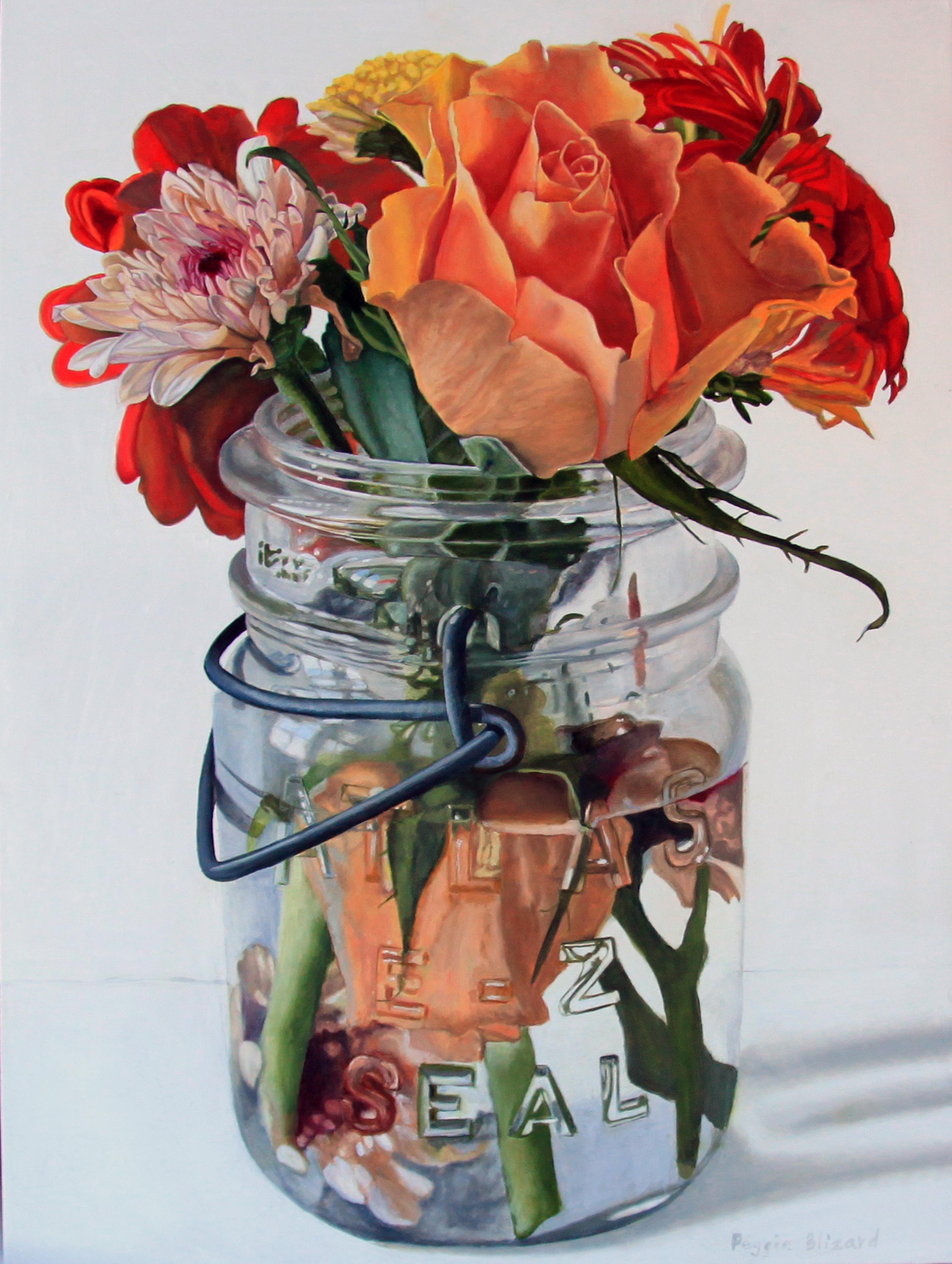 Gelbe Rosen – Painting von Peggie Blizard