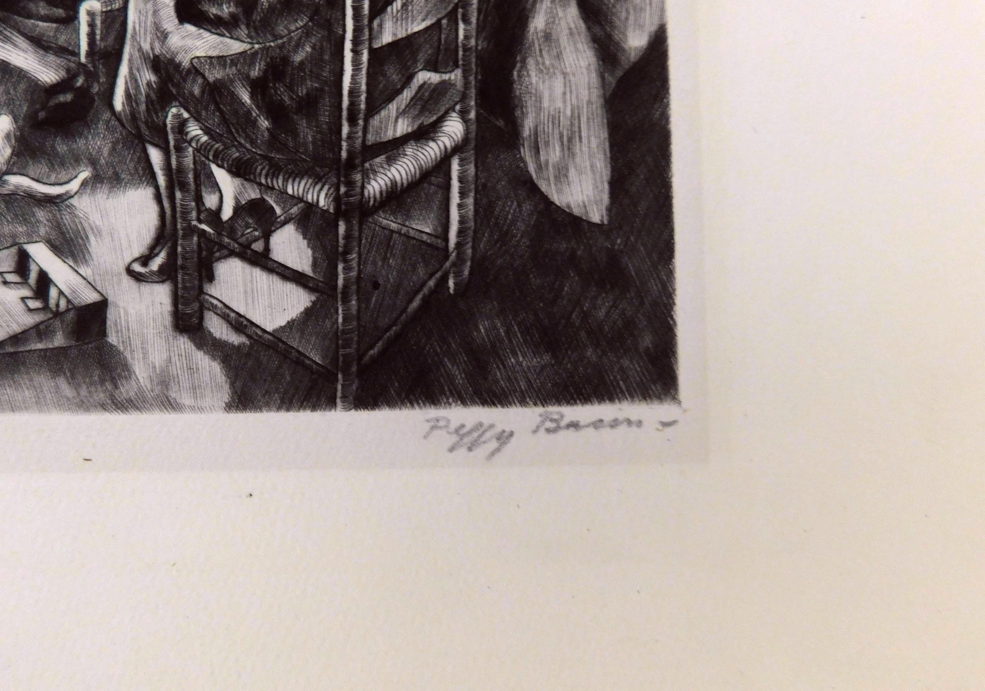 Peggy Bacon Pencil Signed Etching, 1929 - Congenial Scene For Sale 2