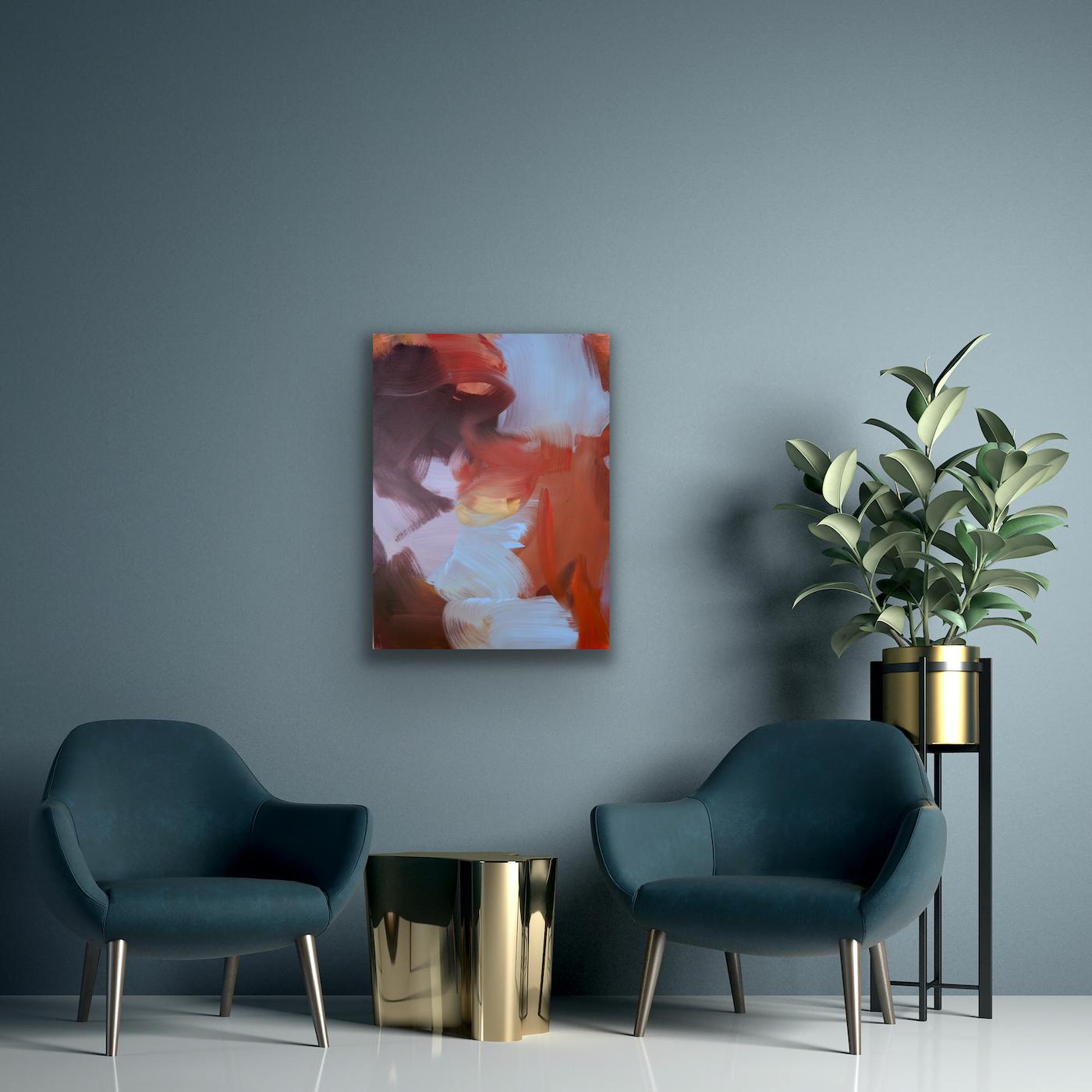 Dusk Til Dawn - Brown Abstract Painting by Peggy Cozzi