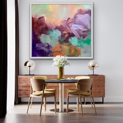 Passenger, Bright Gestural Abstract Painting, Elegant Colourful Statement Art