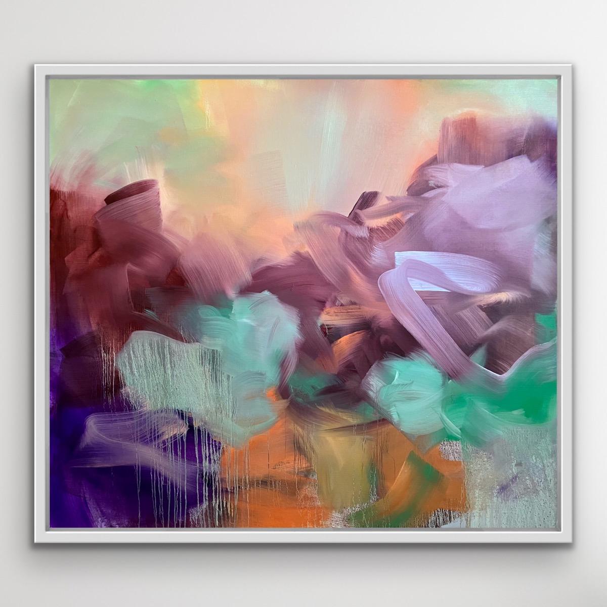 Passenger, Bright Gestural Abstract Painting, Elegant Colourful Statement Art For Sale 2