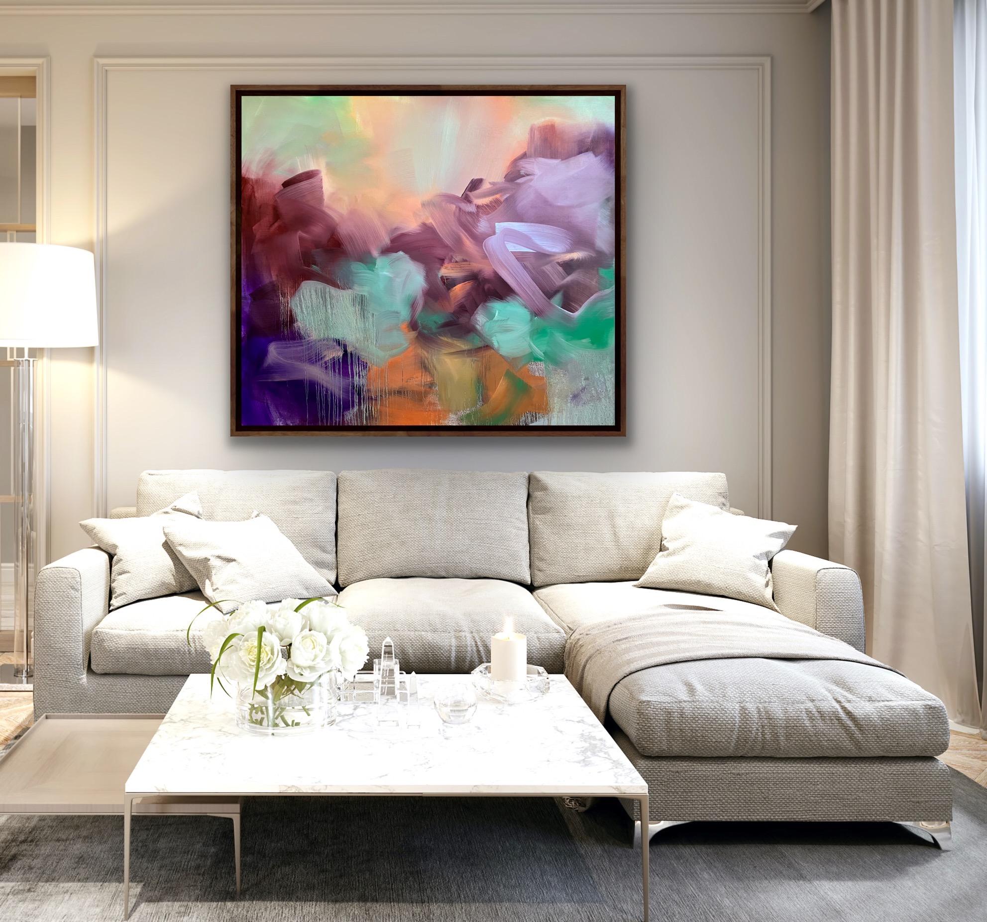 Passenger, Bright Gestural Abstract Painting, Elegant Colourful Statement Art For Sale 5