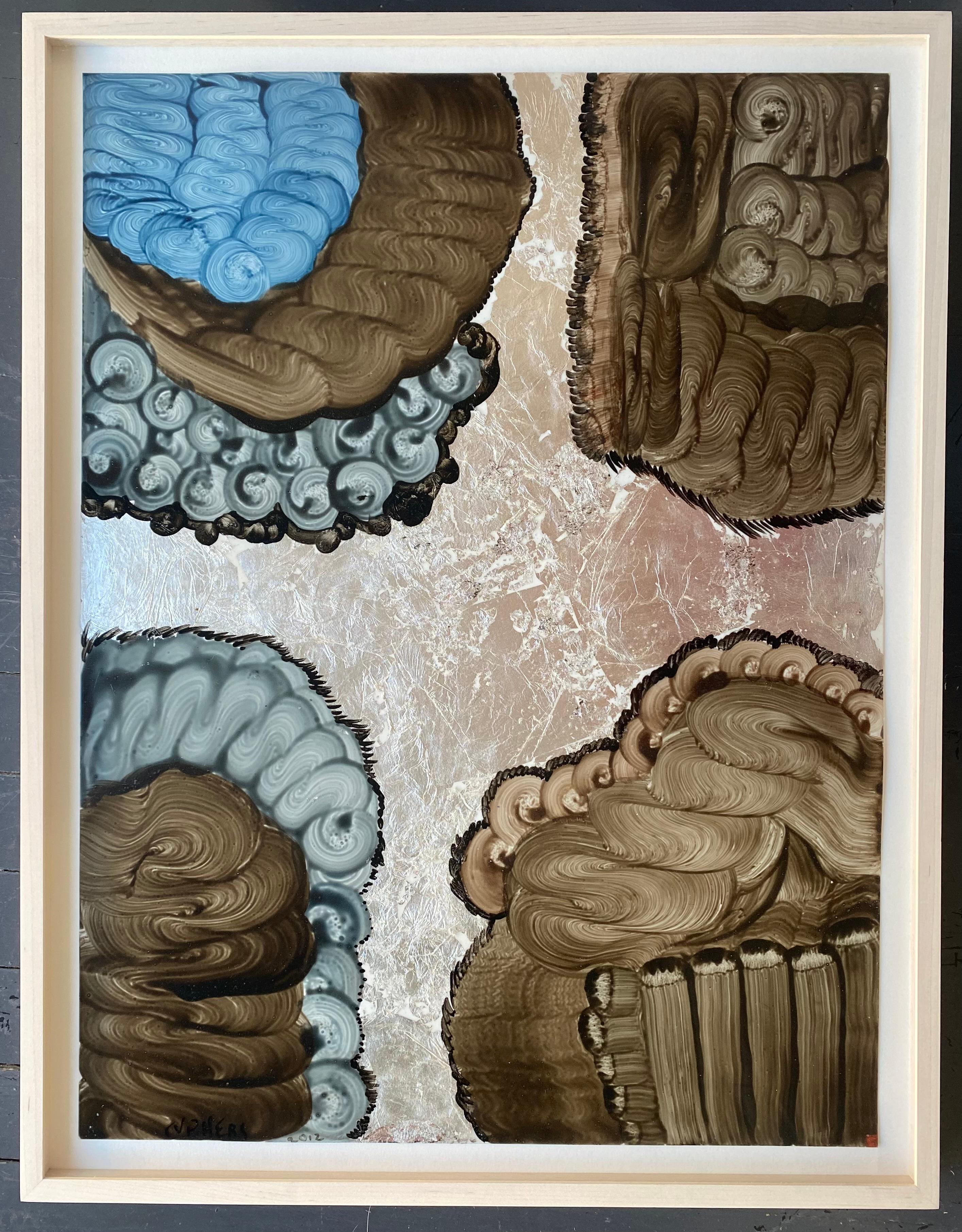 Hoja de plata "Espíritu del Águila de Plata",  cuadro paisaje abstracto enmarcado