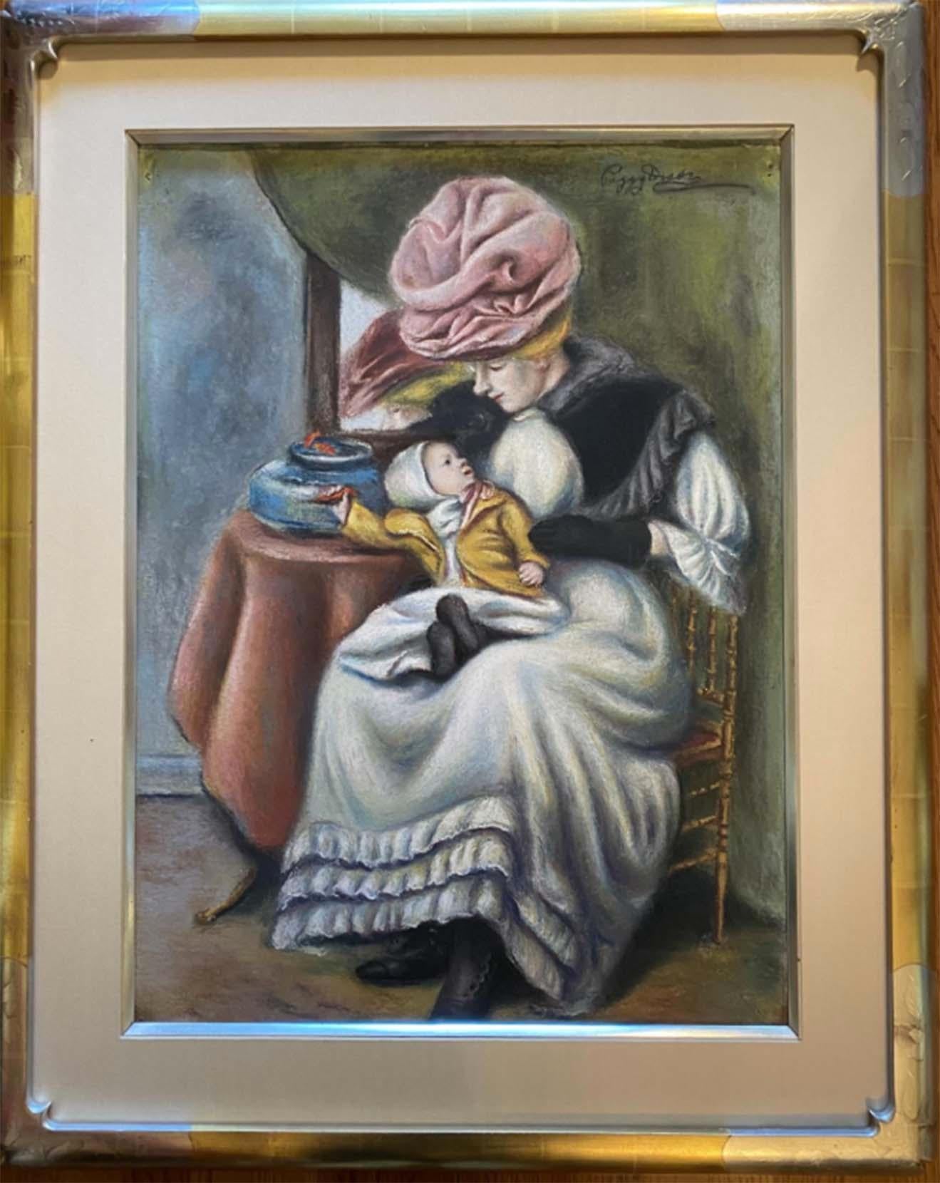 Madre e figlio con il pesce rosso - Art di Peggy Dodds