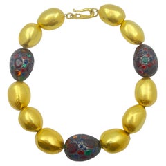 Peggy Guiness Gold Bead Multi-Gemstone Necklace