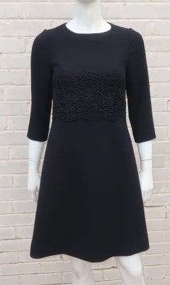 Peggy Jennings Crepe 'Little Black Dress' With Lace Accent