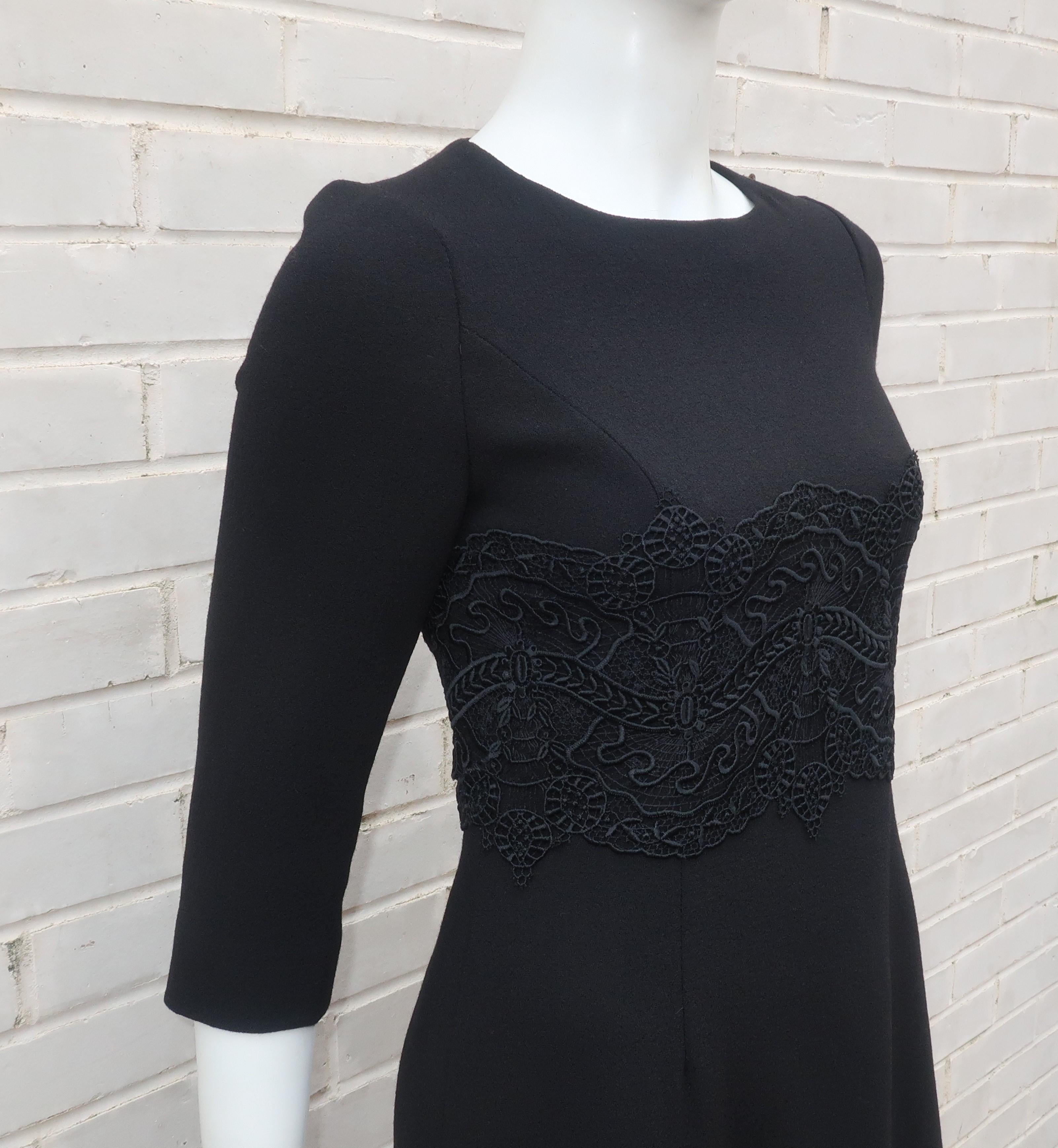 Peggy Jennings Crepe 'Little Black Dress' With Lace Accent For Sale 1