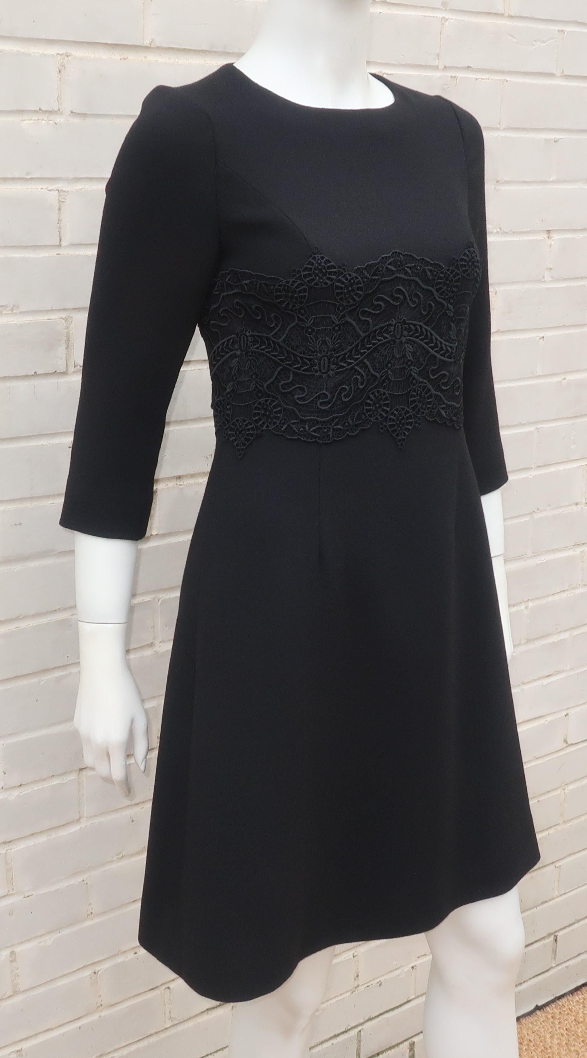 Peggy Jennings Crepe 'Little Black Dress' With Lace Accent For Sale 2