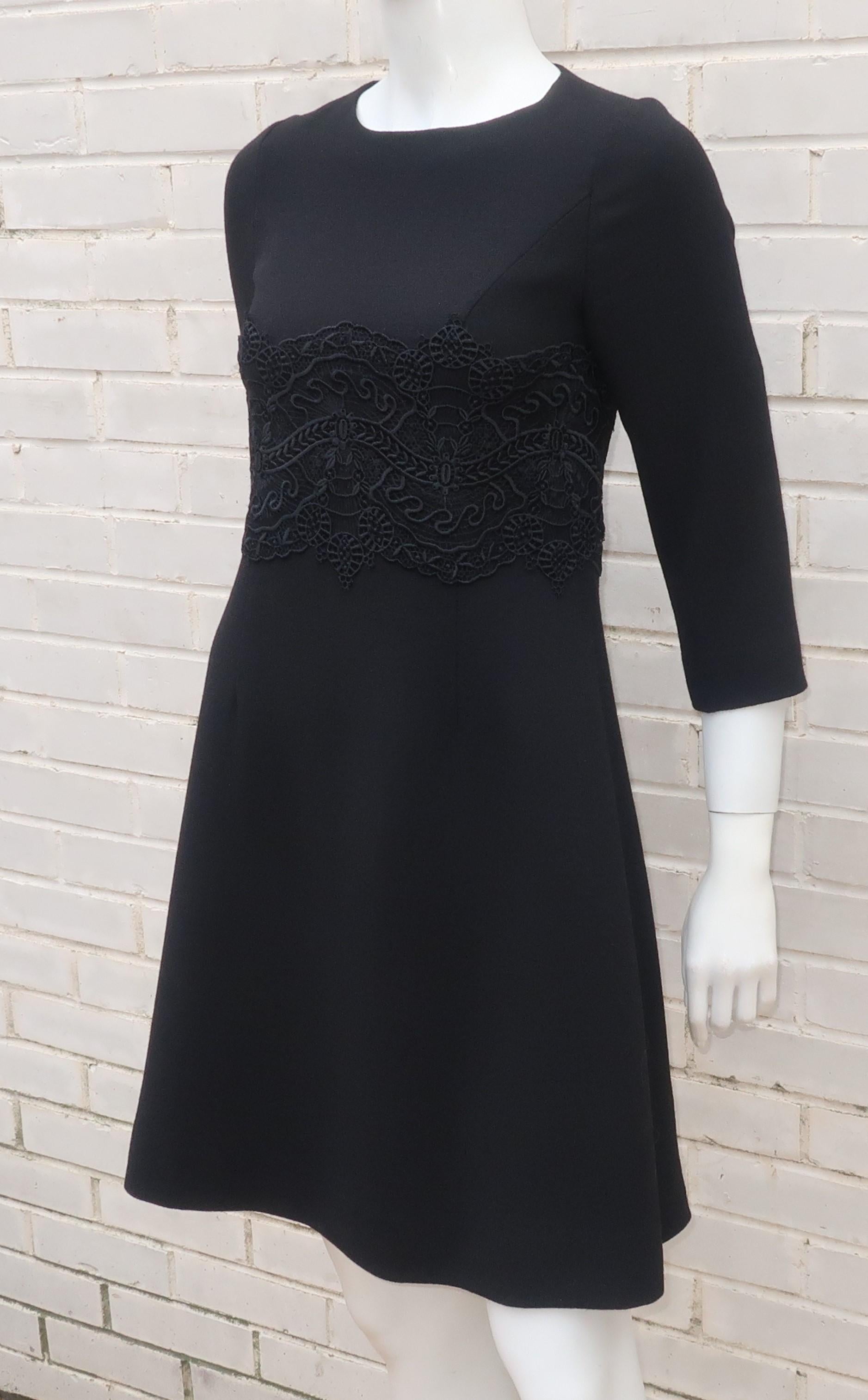 Peggy Jennings Crepe 'Little Black Dress' With Lace Accent For Sale 3