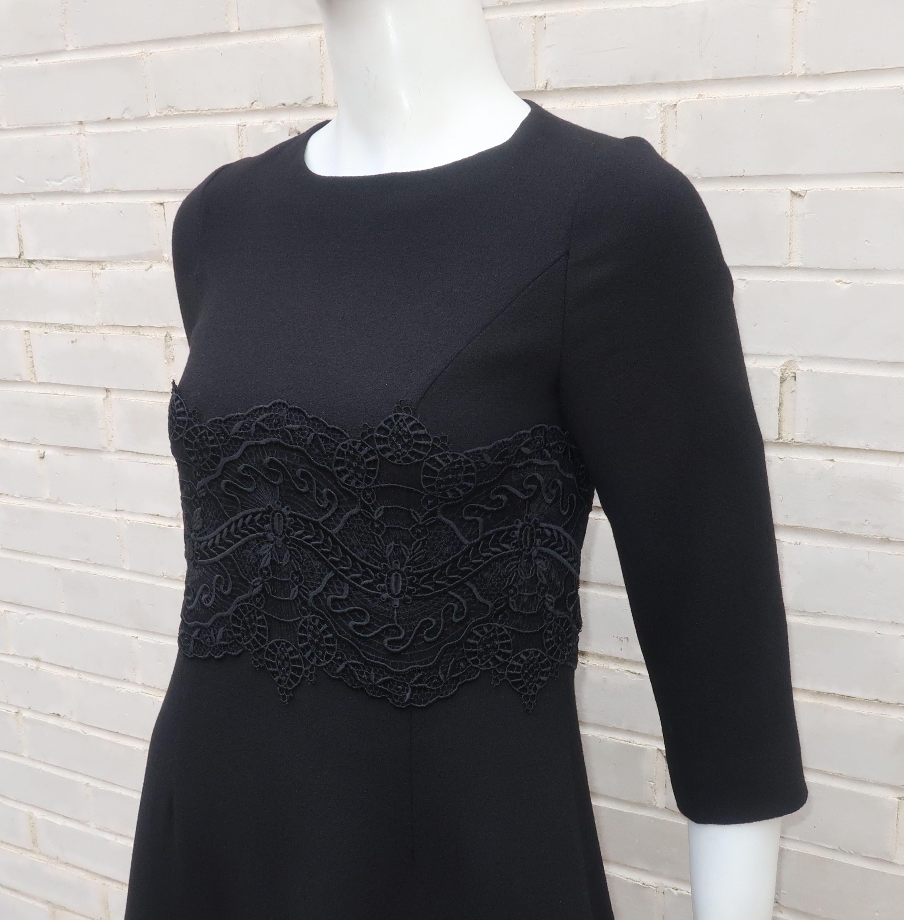 Peggy Jennings Crepe 'Little Black Dress' With Lace Accent For Sale 4