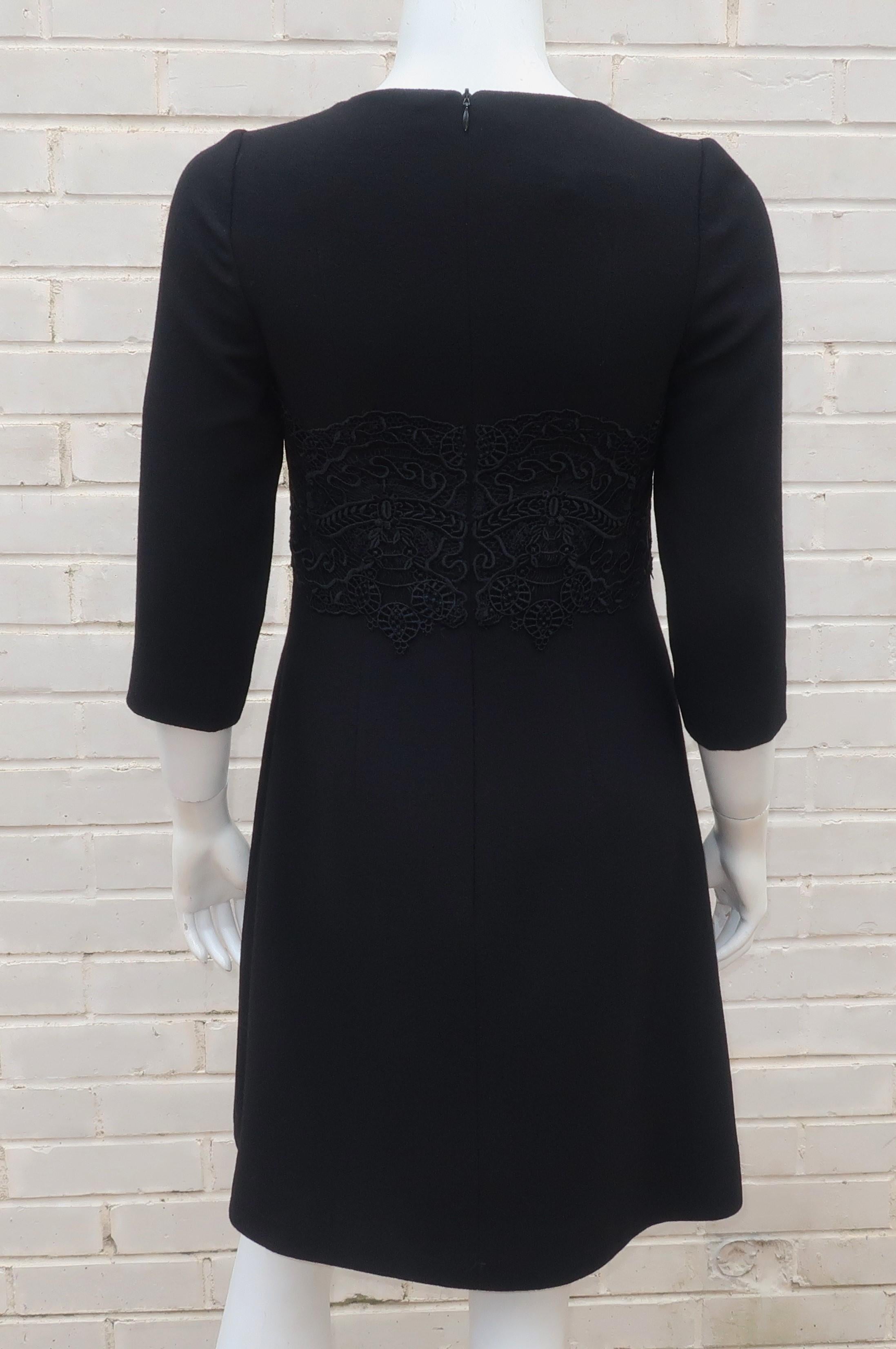 Peggy Jennings Crepe 'Little Black Dress' With Lace Accent For Sale 5