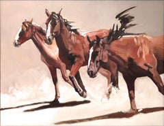 The Heat is On (wrapped canvas, running horses, varied coats - chestnut, bay)
