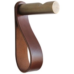 Used Peggy Notched Coat Hook of Bronze and Leather