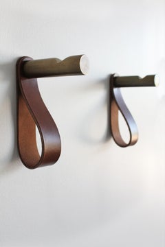 Peggy Notched Coat Hook of Bronze and Leather