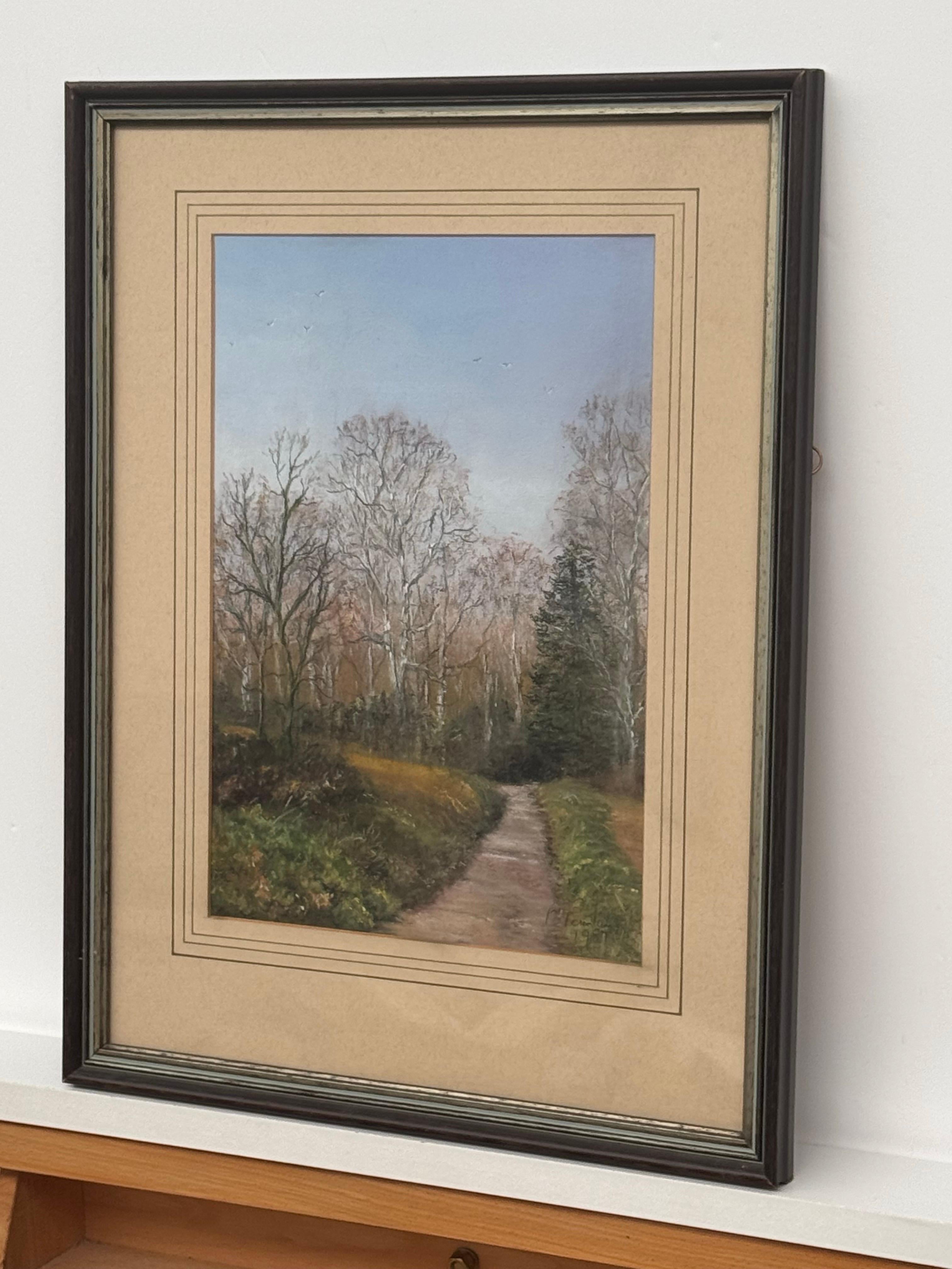 Scena di campagna di un villaggio inglese - Pastello originale su carta di un artista britannico in vendita 1