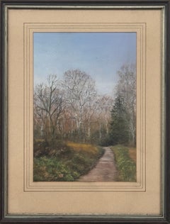 English Village Countryside Scene - Original Pastel on Paper by British Artist