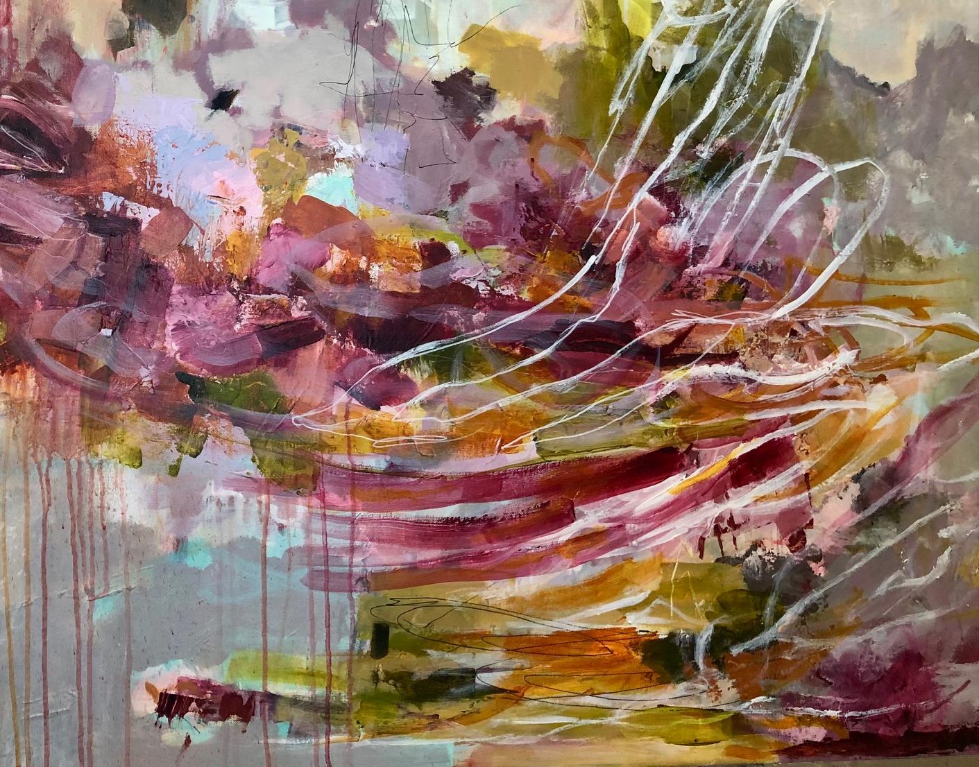 Llamas de amor es un acrílico sobre lienzo de la artista Peggy Vineyard. Se completó en 2021. Llamas de Amor resalta los colores en este cuadro abstracto/expresionista. El cuadro está envuelto para galería, por lo que no necesita marco. También