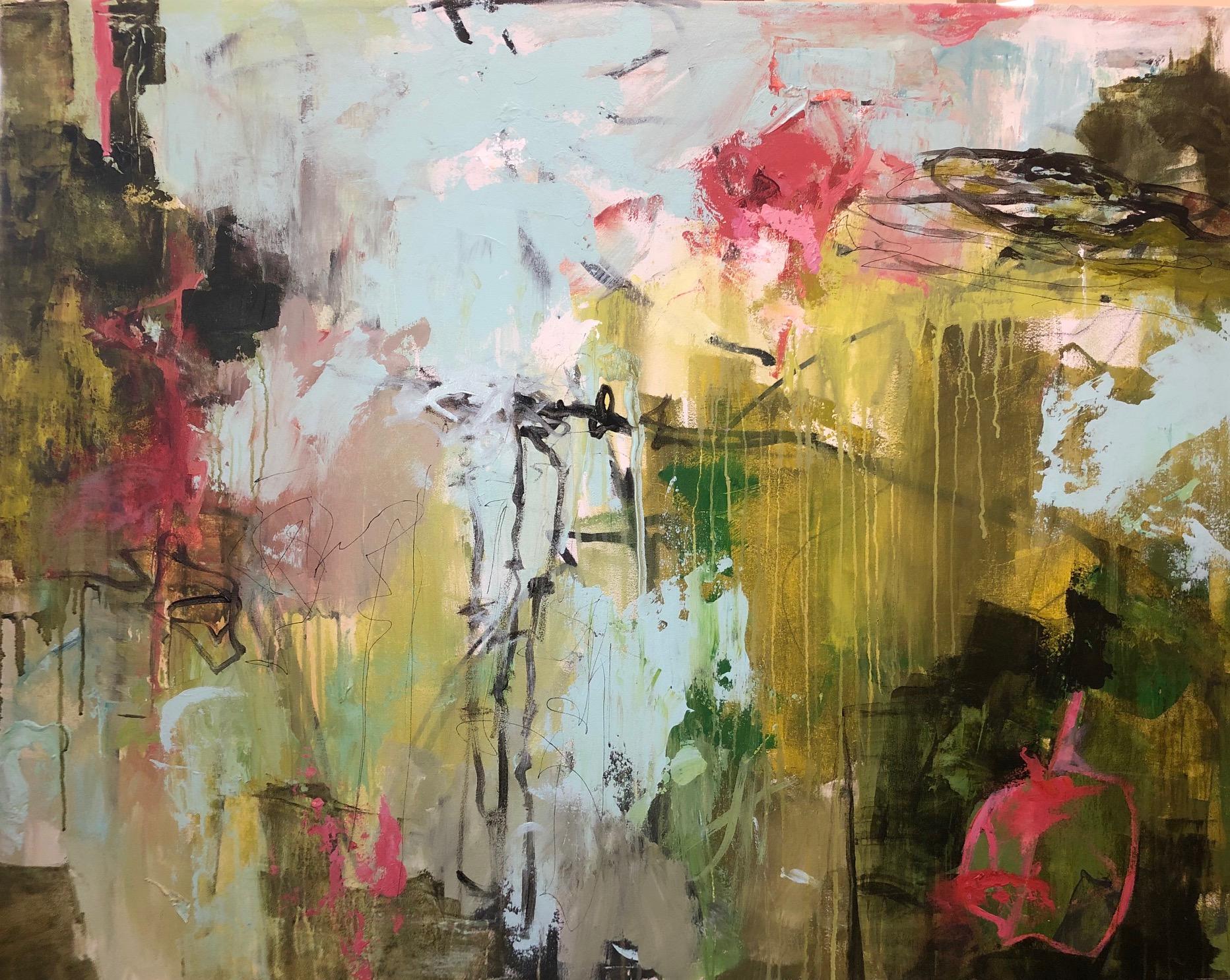 Peggy Vineyard Abstract Painting - Marsh Breezes ,  Abstract, Acrylic on Canvas,  Shapes, Colors, Organic Forms