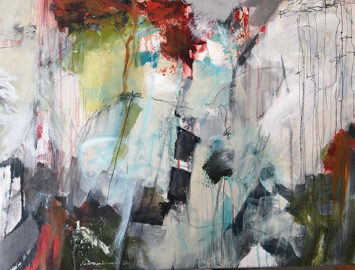 Rote, Hot & You,  Abstrakt, Acryl auf Leinwand, Abstrakt  Formen, Farben, organische Formen – Painting von Peggy Vineyard