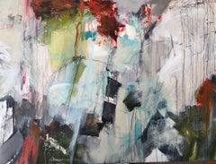 Red, Hot & You,  Abstract, Acrylic on Canvas,  Shapes, Colors, Organic Forms