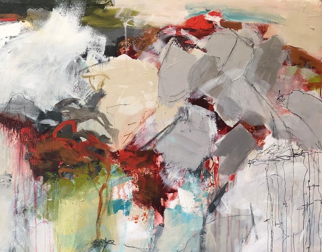 Rote, Hot & You,  Abstrakt, Acryl auf Leinwand, Abstrakt  Formen, Farben, organische Formen (Abstrakter Expressionismus), Painting, von Peggy Vineyard