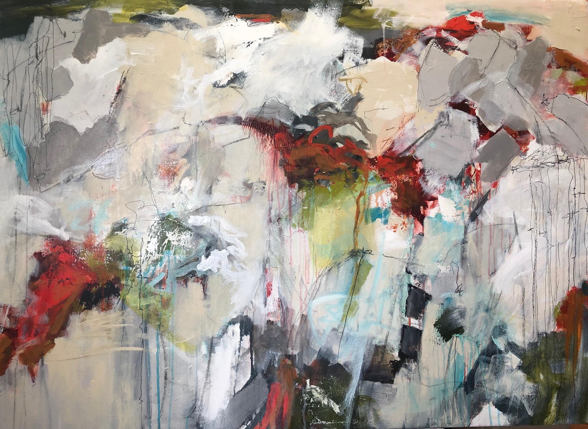 Rote, Hot & You,  Abstrakt, Acryl auf Leinwand, Abstrakt  Formen, Farben, organische Formen im Angebot 1