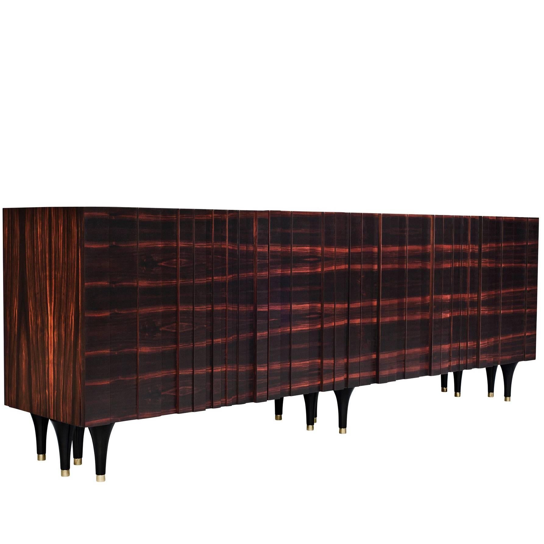 Pegu Cabinet by DeMuro Das in Hand-Laid Macassar Ebony with Bronze Caps For Sale