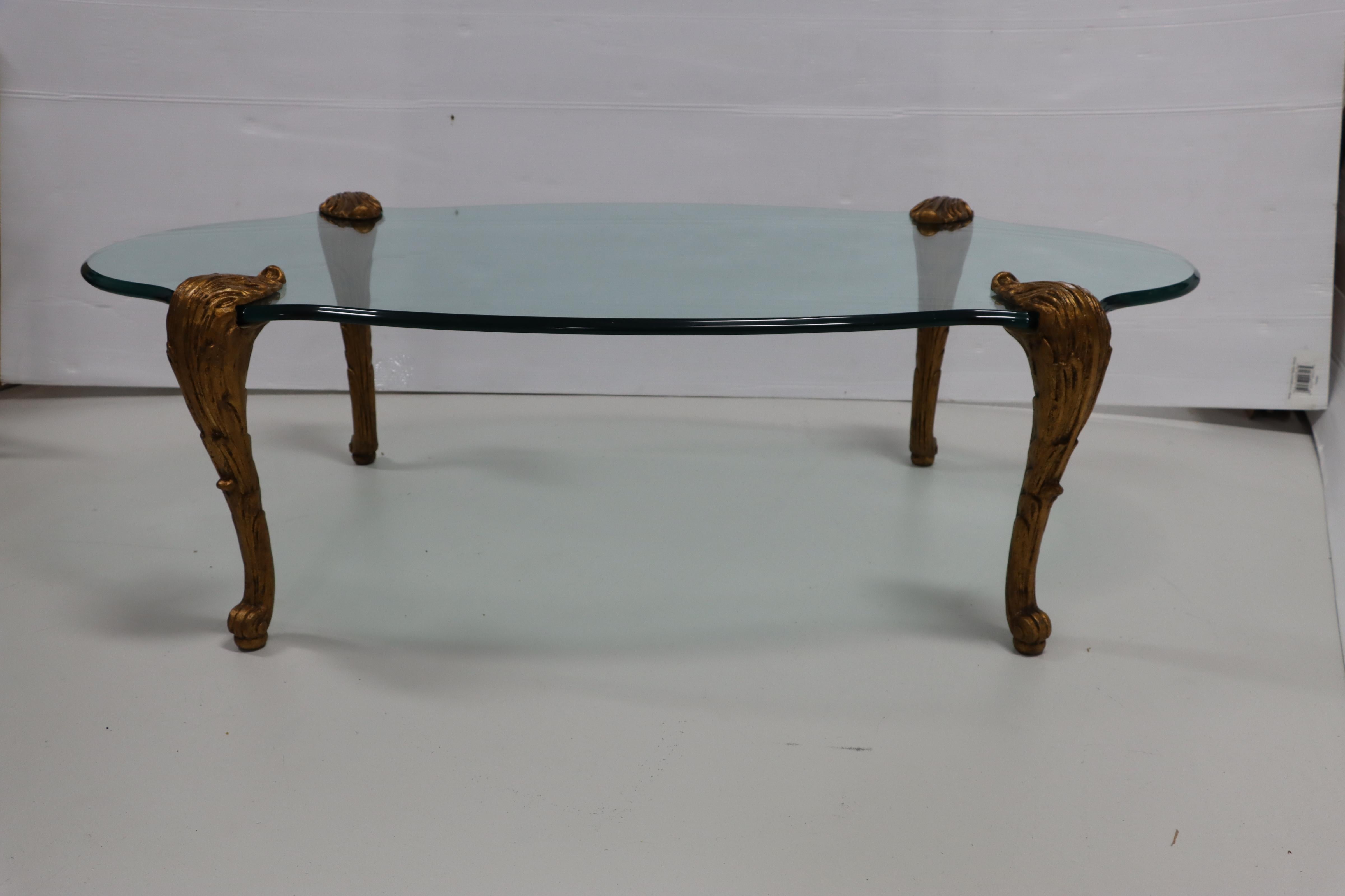 P.E.Guerin Style 1960's Gilt Coffee Table For Sale 4