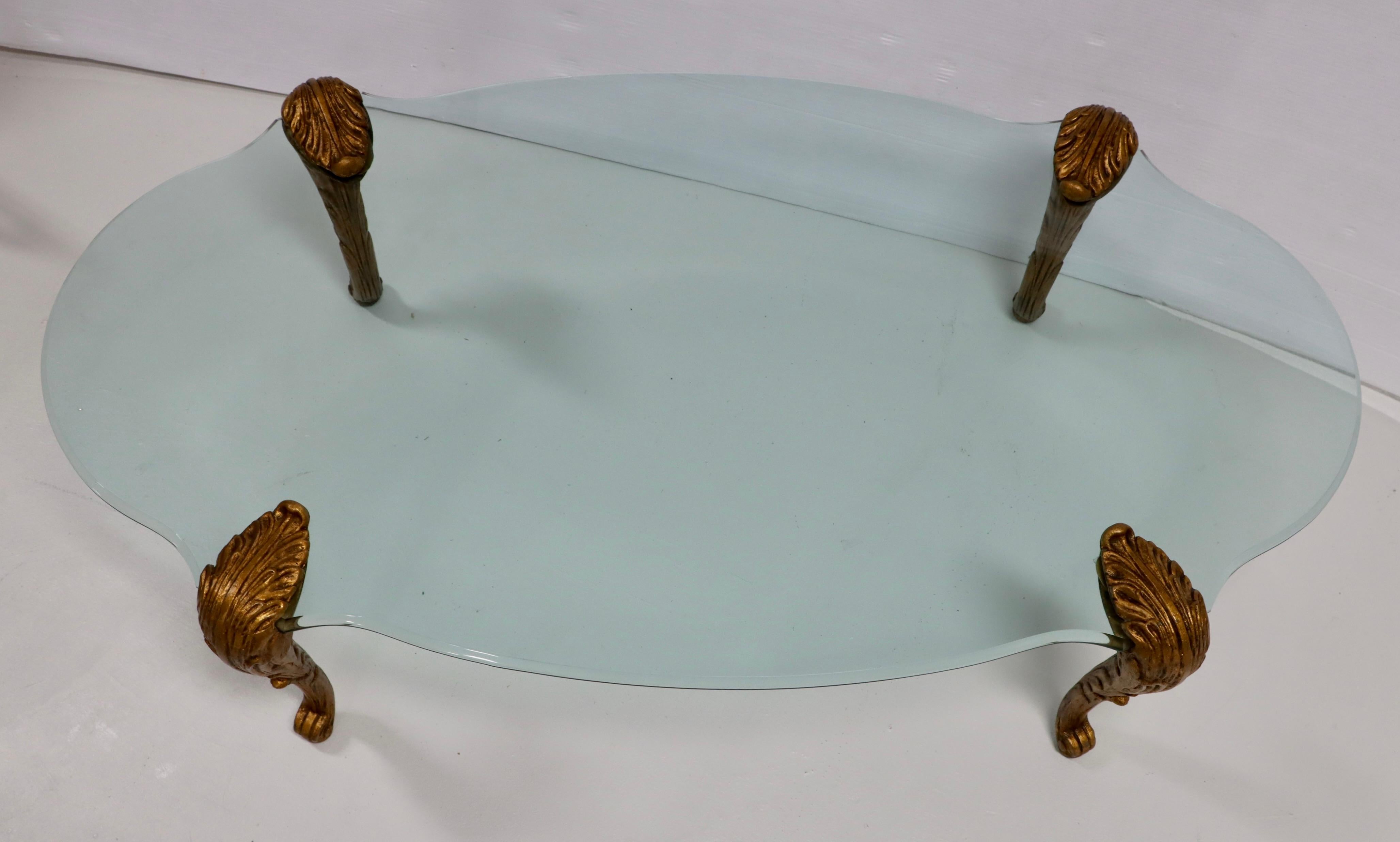 Glass P.E.Guerin Style 1960's Gilt Coffee Table For Sale