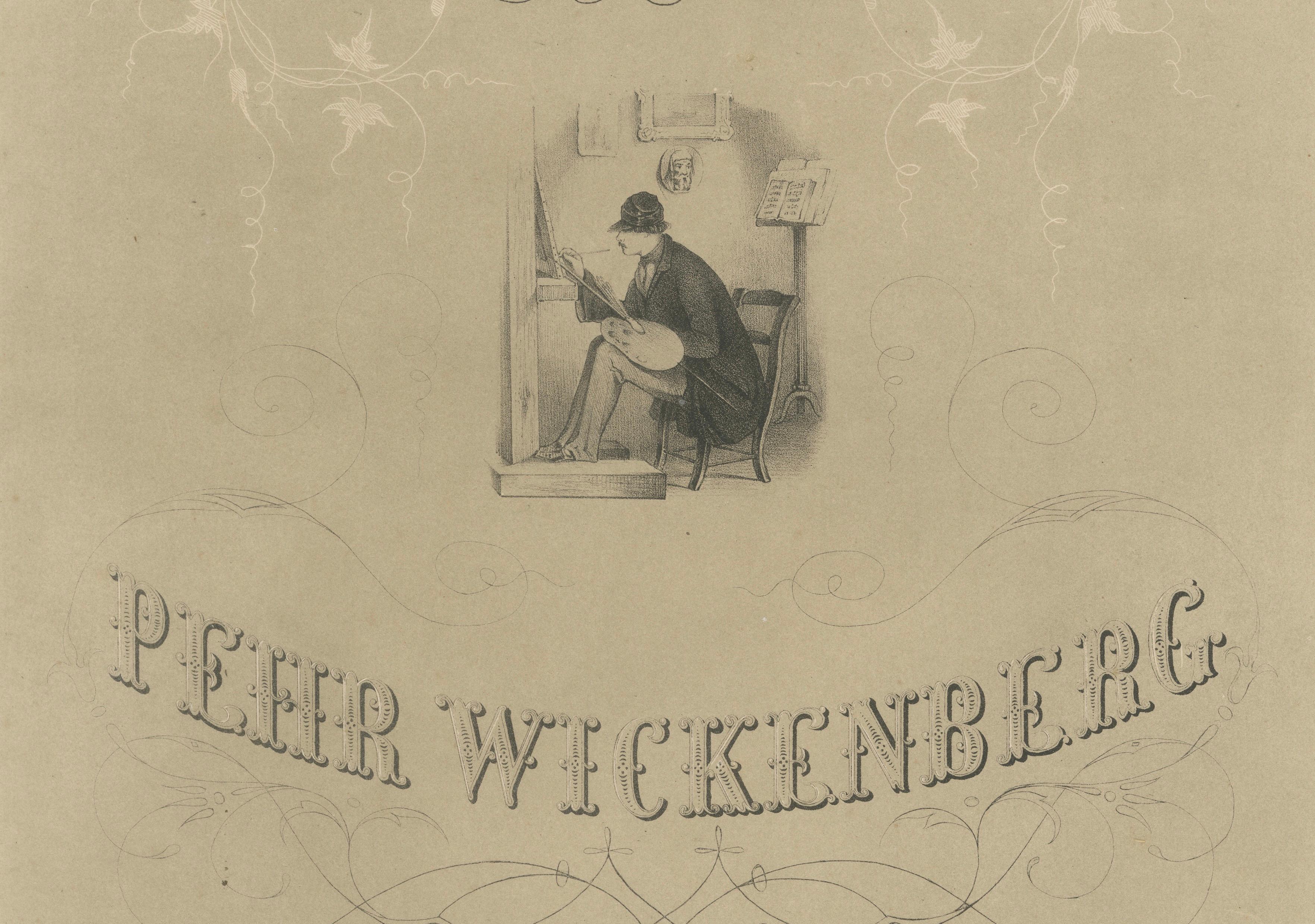 Pehr Wickenberg, Swedish Romantic Painter Portrait Lithograph, 1850