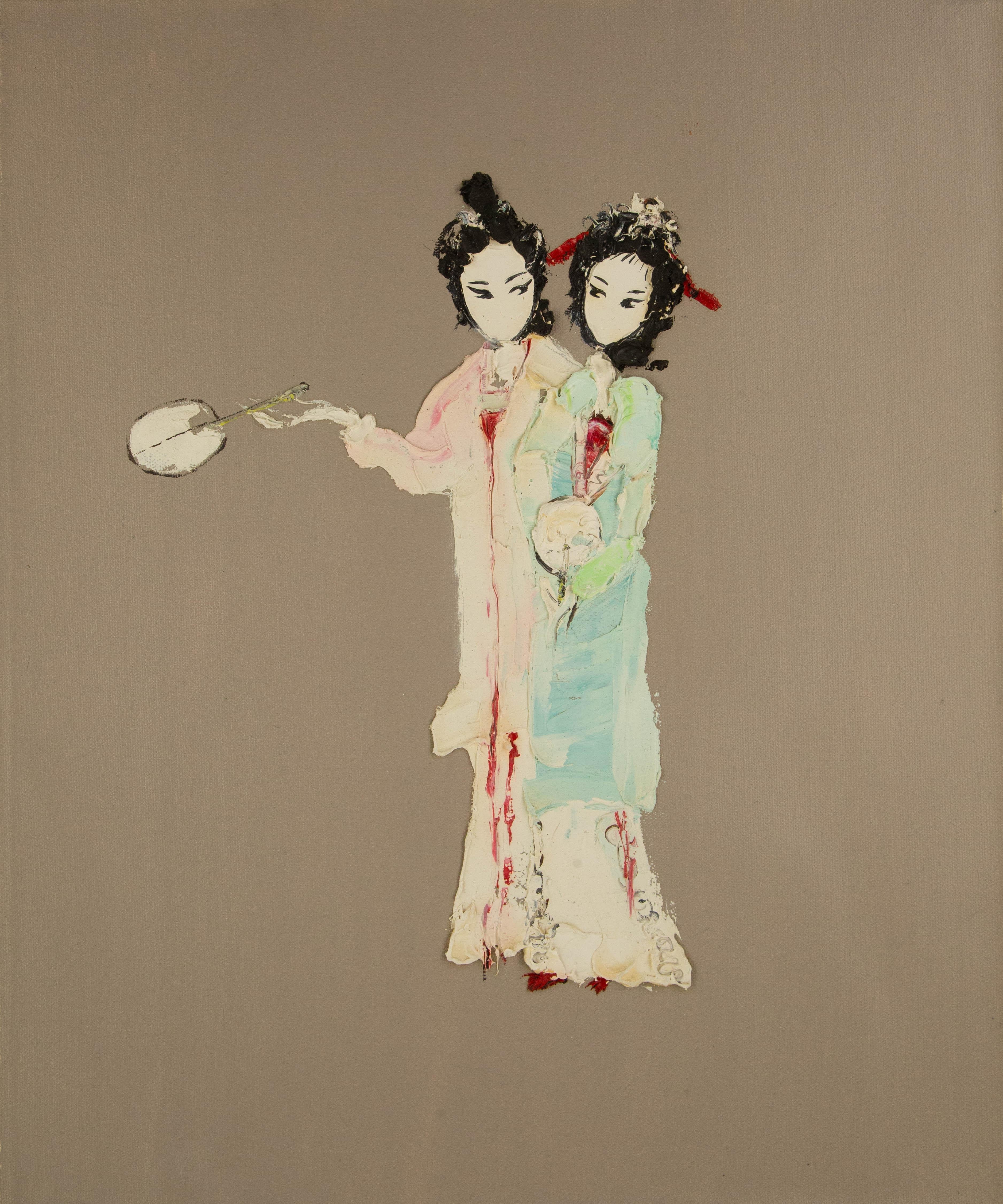  Title: Opera Character Seriees IV
 Medium: Oil on canvas
 Size: 23.5 x 19.5 inches
 Frame: Framing options available!
 Condition: The painting appears to be in excellent condition.
 Note: This painting is unstretched
 Year: 2000 Circa
 Artist: Pei