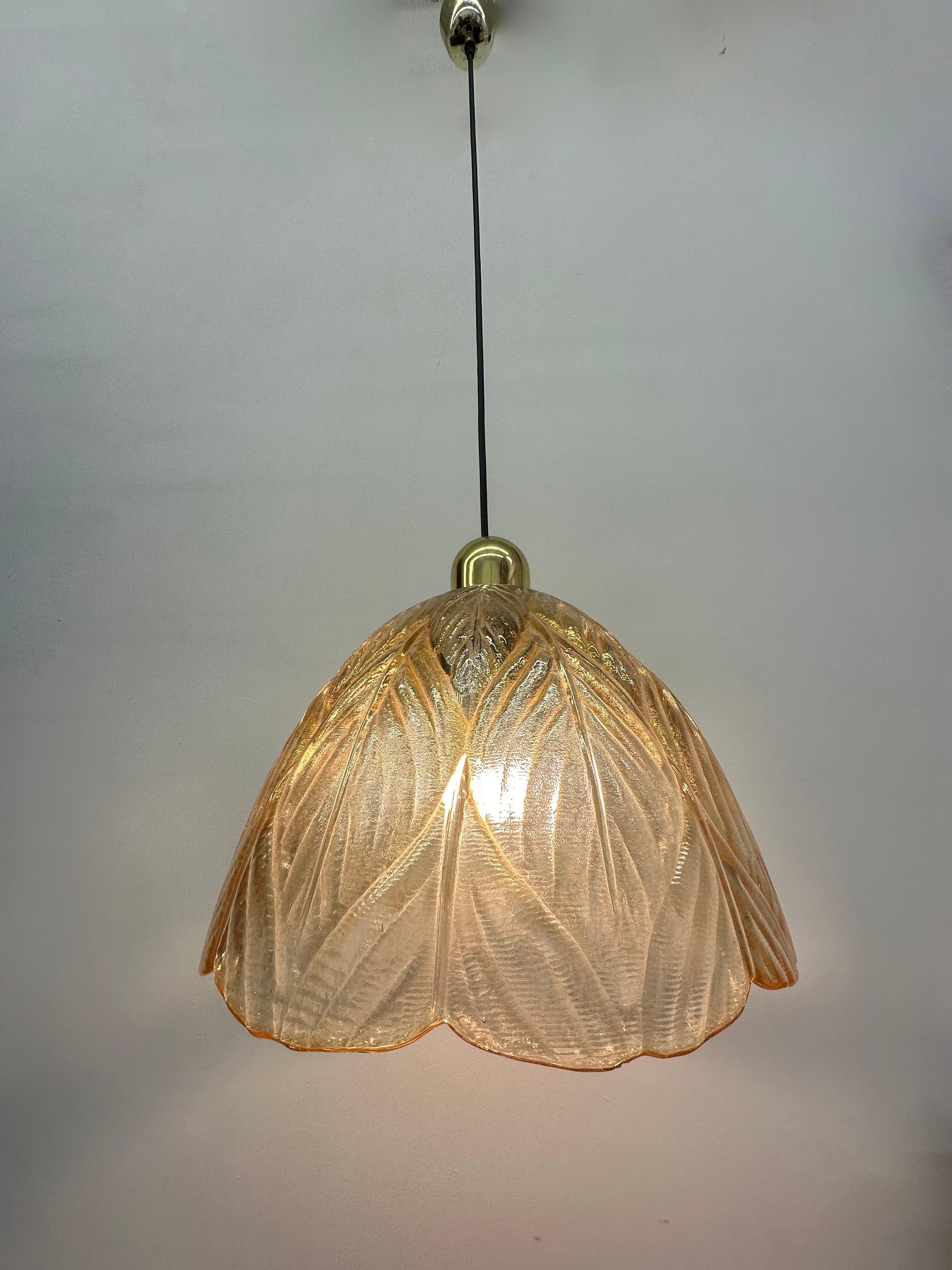 Lampada a sospensione a foglie in vetro di Peil & Putzer, anni '70 in vendita 3