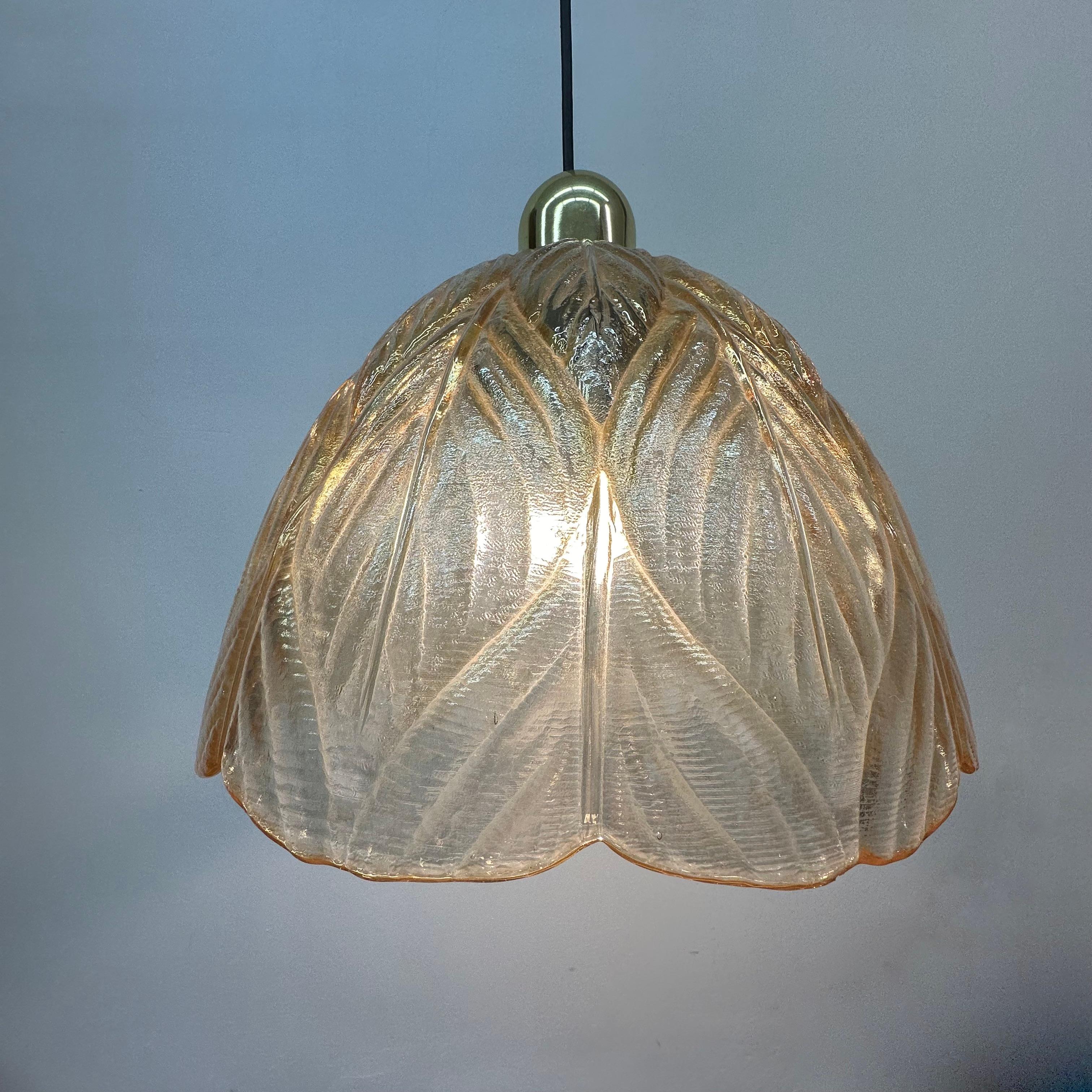 Peil & Putzer glass leaf hanging lamp , 1970’s For Sale 5