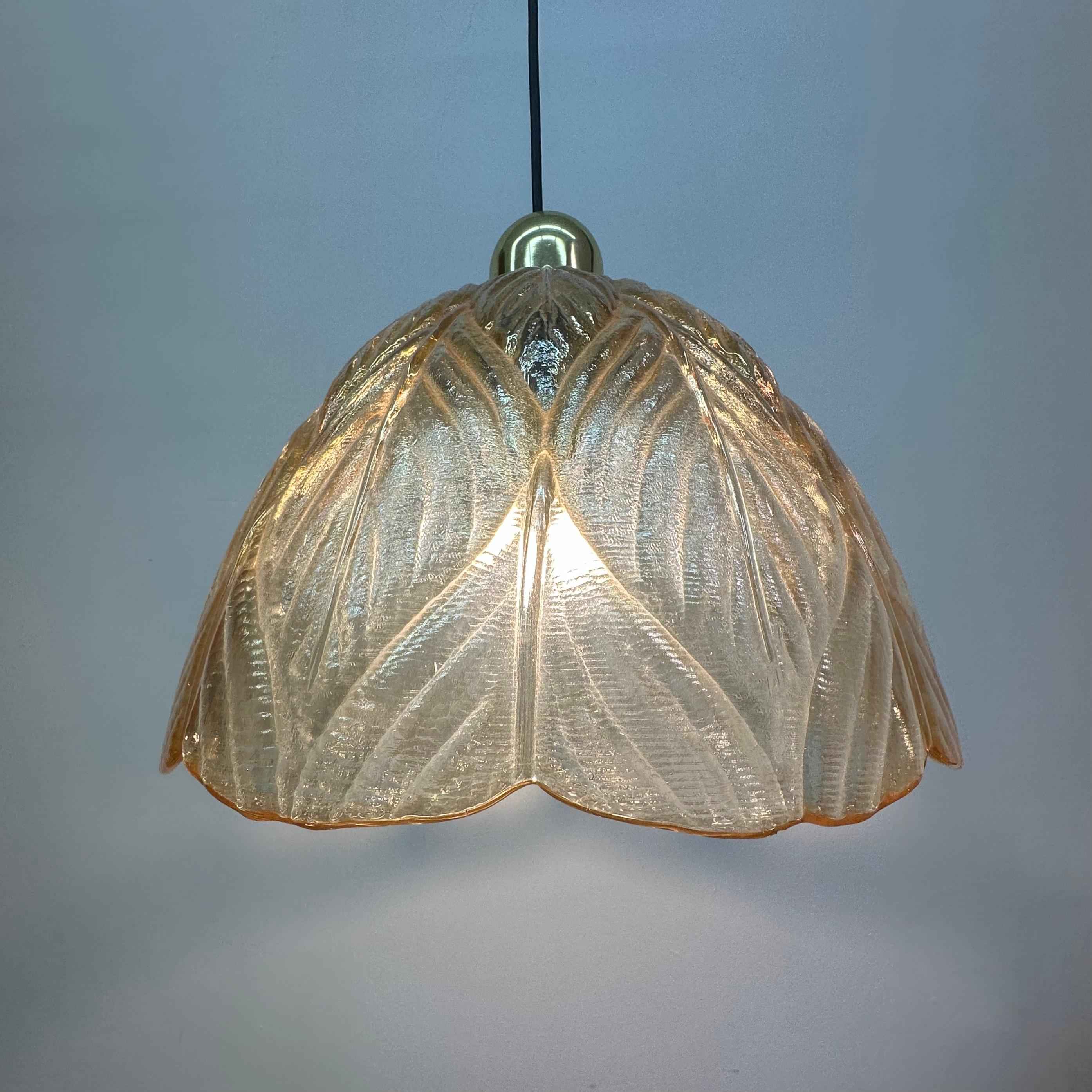 Peil & Putzer glass leaf hanging lamp , 1970’s For Sale 7