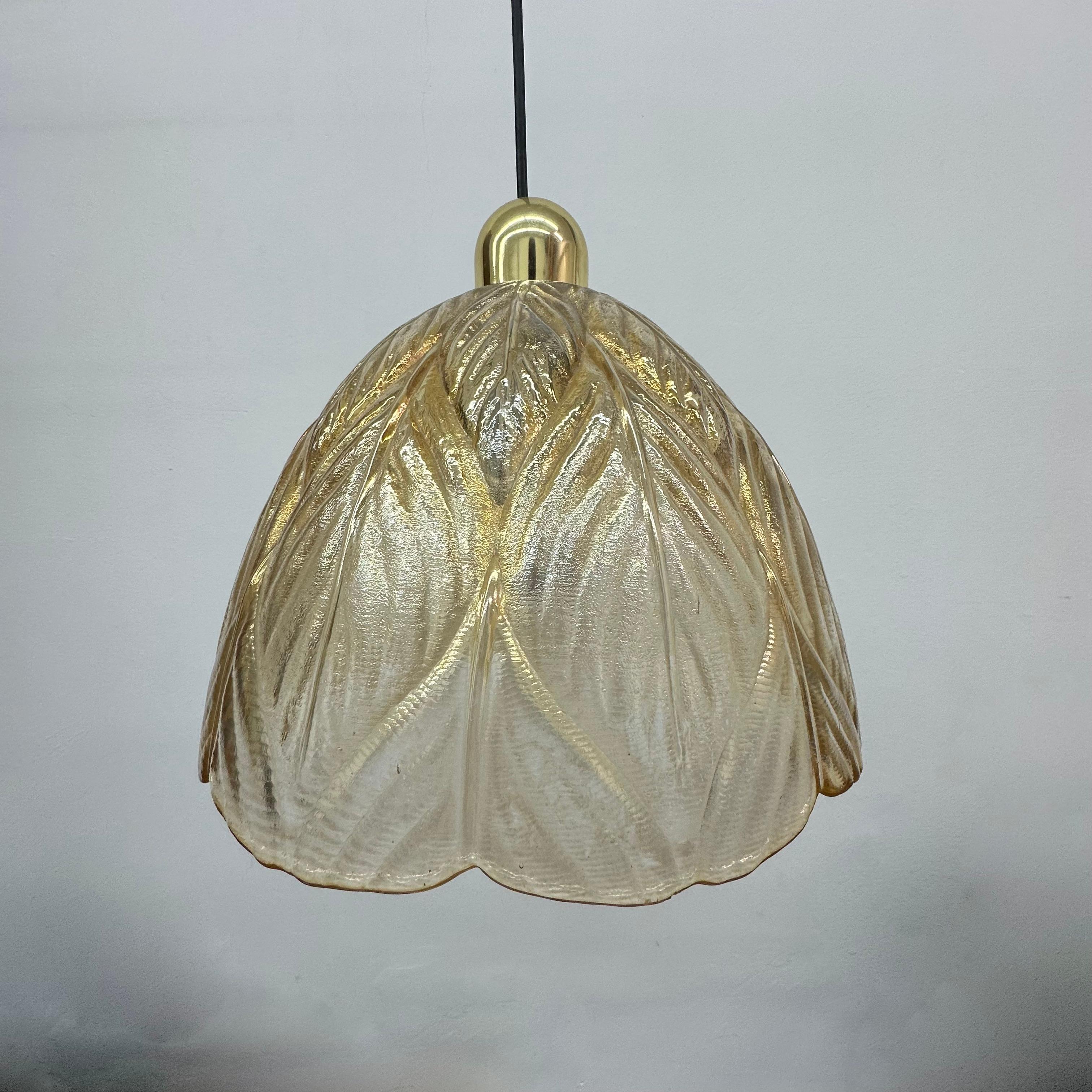Peil & Putzer glass leaf hanging lamp , 1970’s For Sale 12