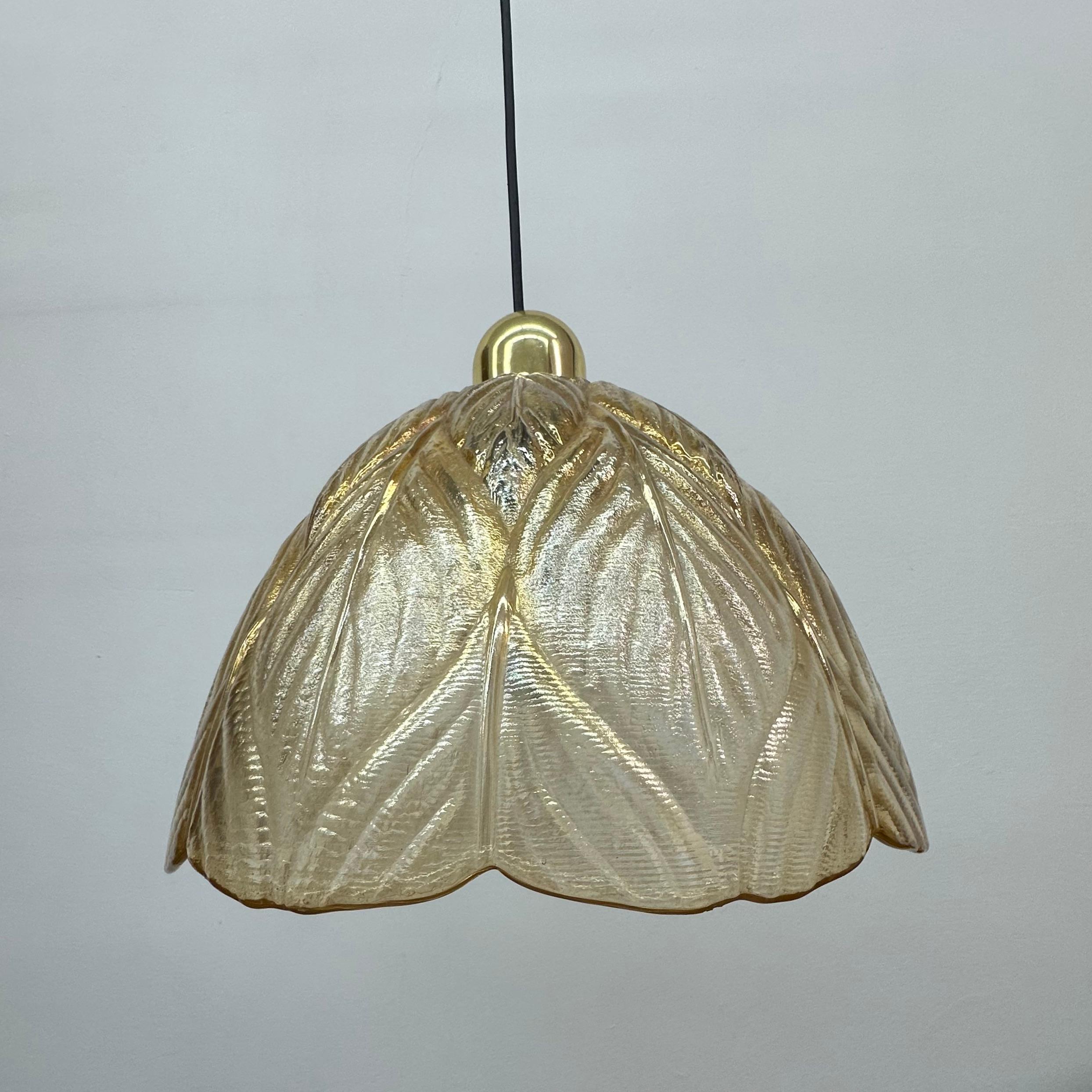 Peil & Putzer glass leaf hanging lamp , 1970’s For Sale 13
