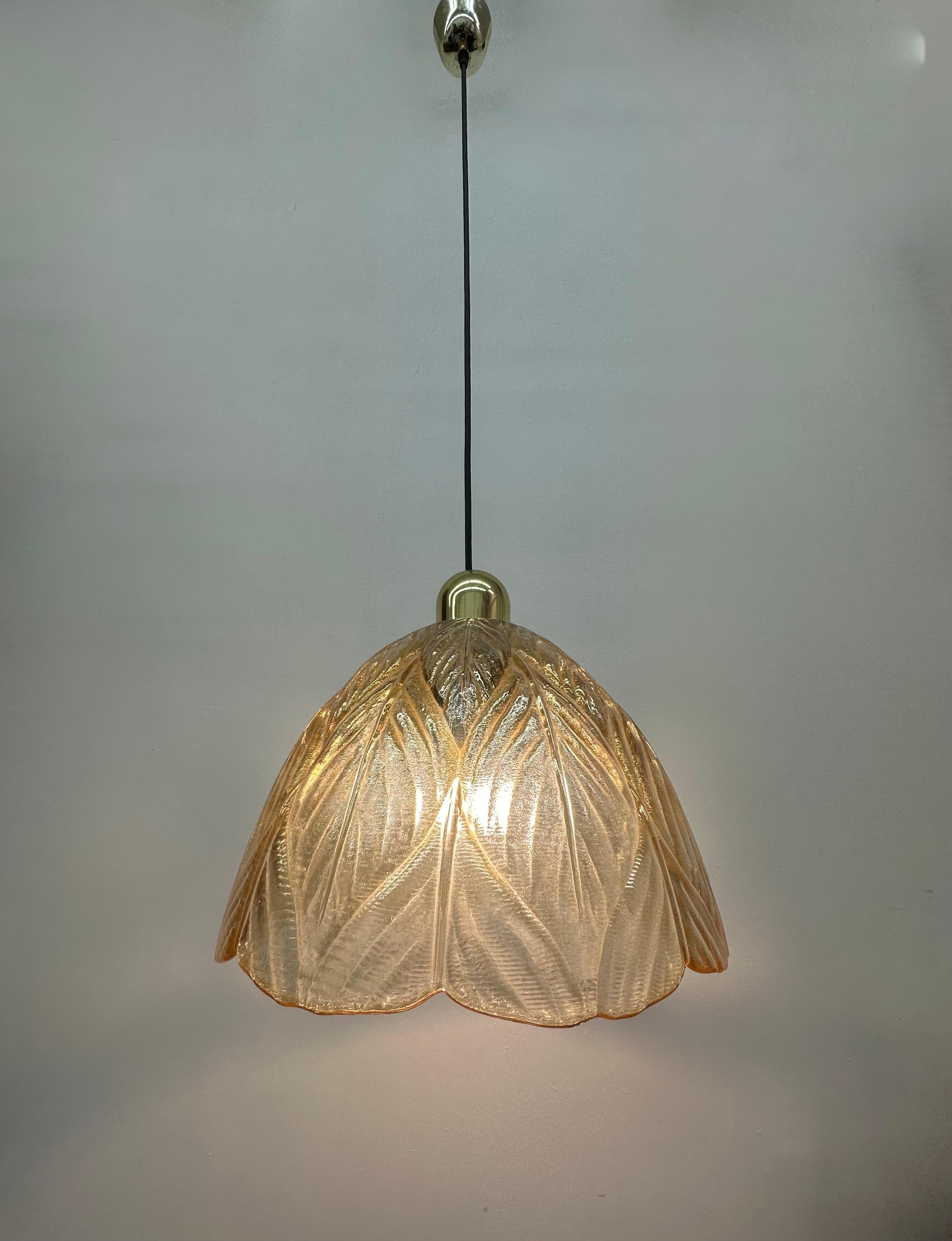 Peil & Putzer glass leaf hanging lamp , 1970’s For Sale 2