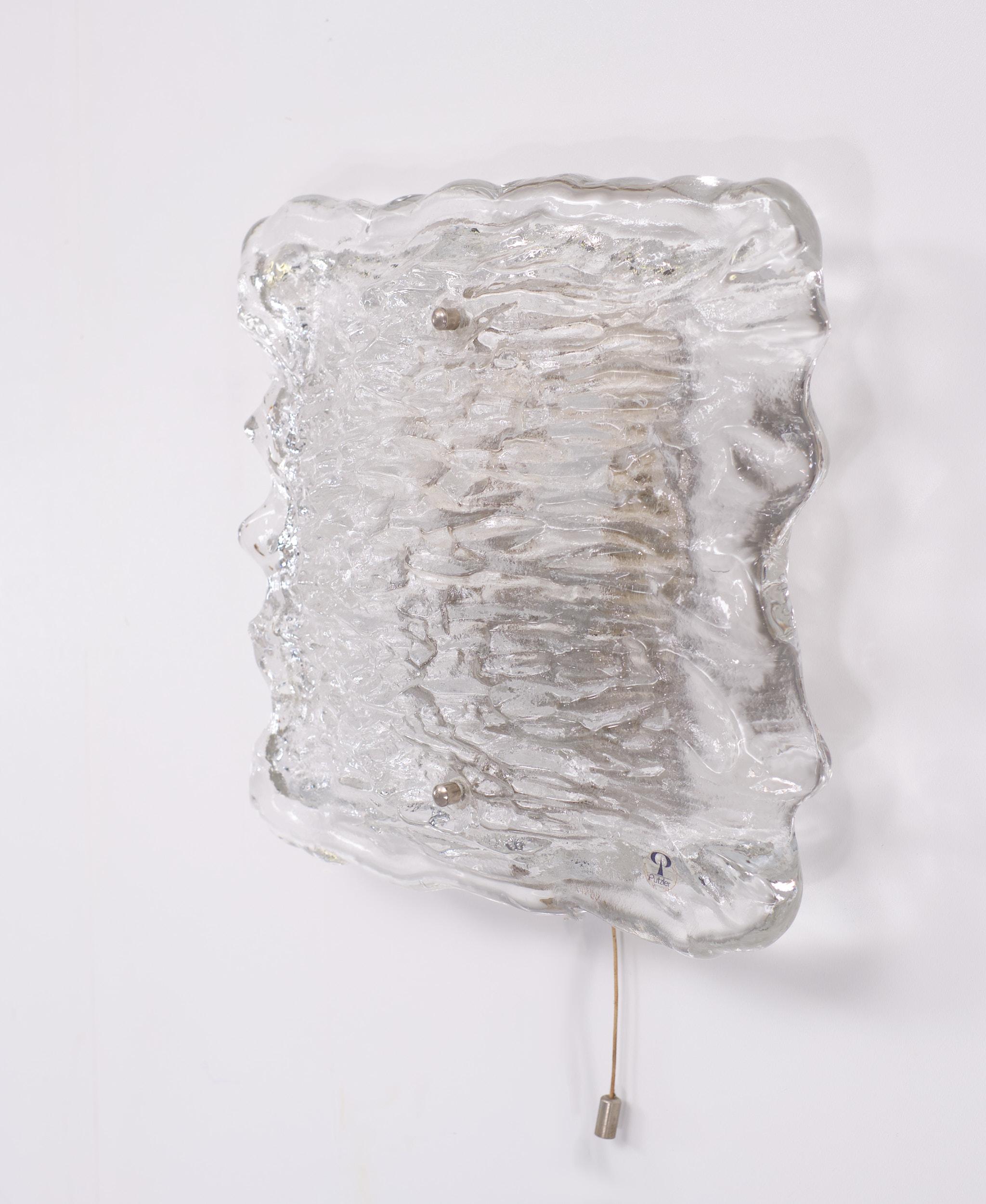 Mid-Century Modern Peil & Putzler Chrystal Glass Shade, 1960s, Germany For Sale