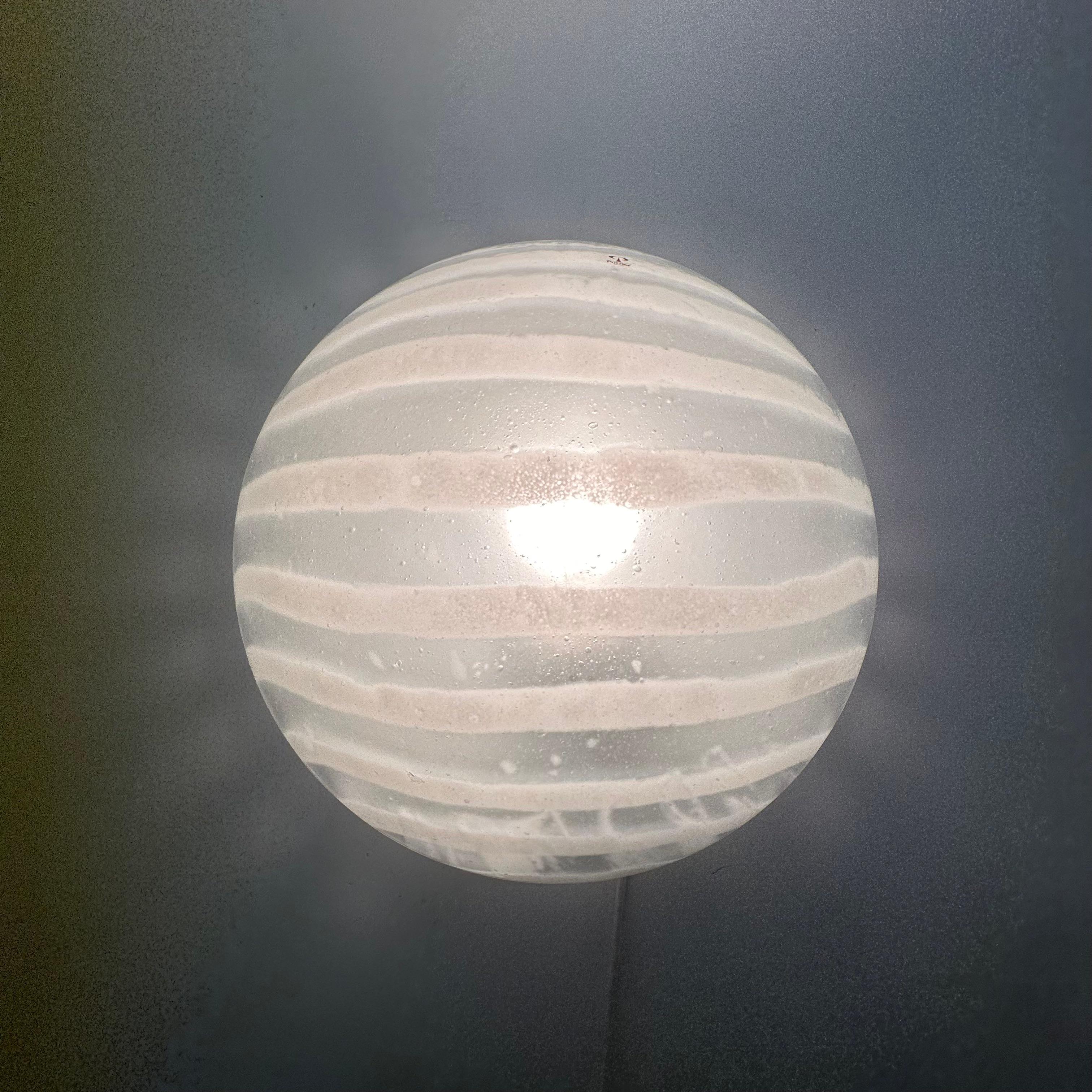 Mid-Century Modern Peil & Putzler glass flush mount / wall lamp ‘zebra’ , 1970s Germany For Sale