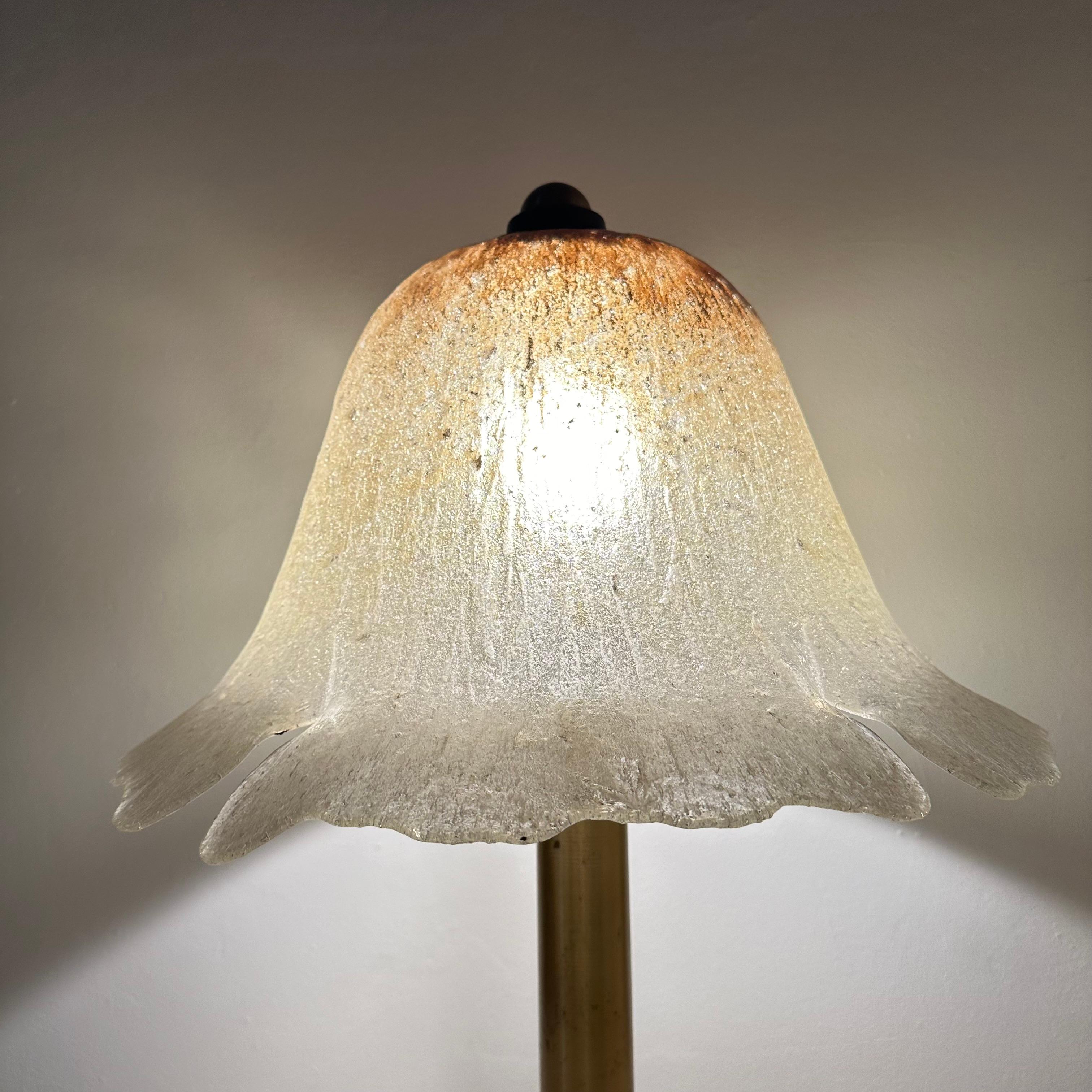 Lampe de table en verre Peil & Putzler avec base en laiton, 1970 en vente 8