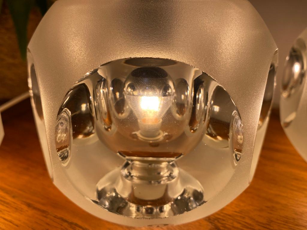 20ième siècle Lampes de table Peill and Putzler à cubes de glace givrés 1960 -set- en vente